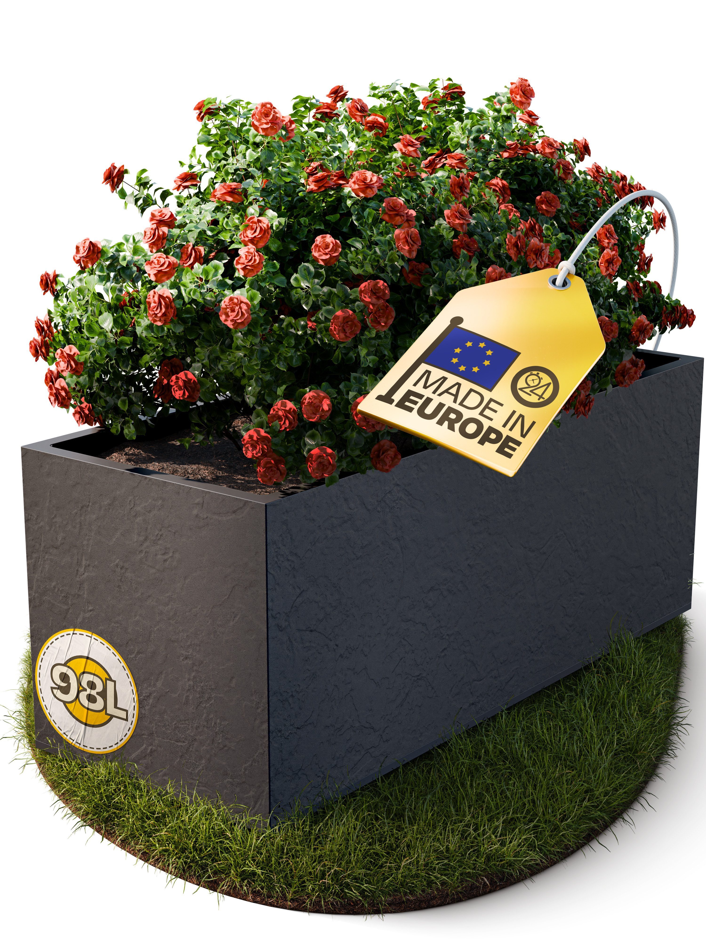 Pflanzkübel Blumenkübel Blumentopf Vulkan 100cm Vulkan/Basalt Optik