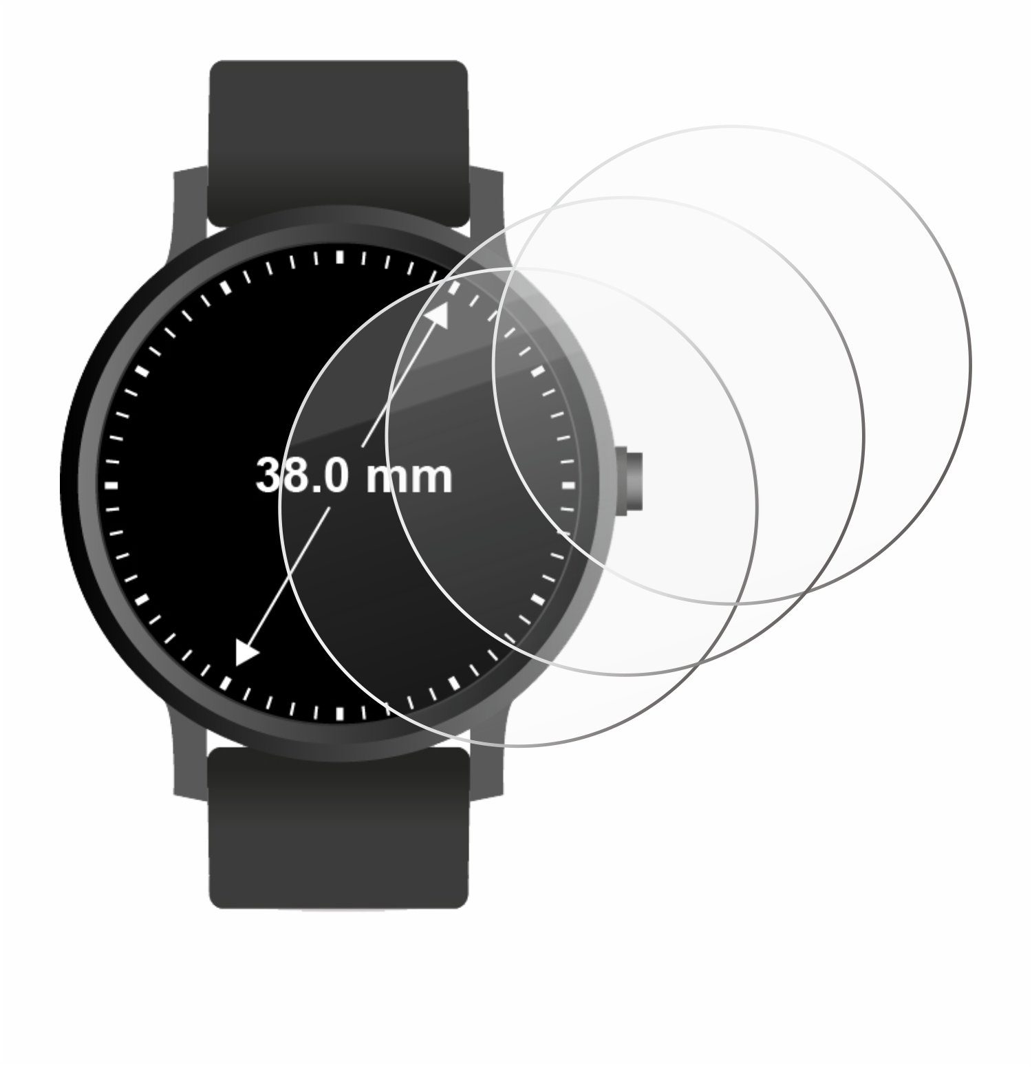 Savvies Displayschutzglas Schutzglas für Armbanduhren (Kreisrund, ø: 38 mm), 3 Stück, Displayschutz 9H Glas Klar Transparent