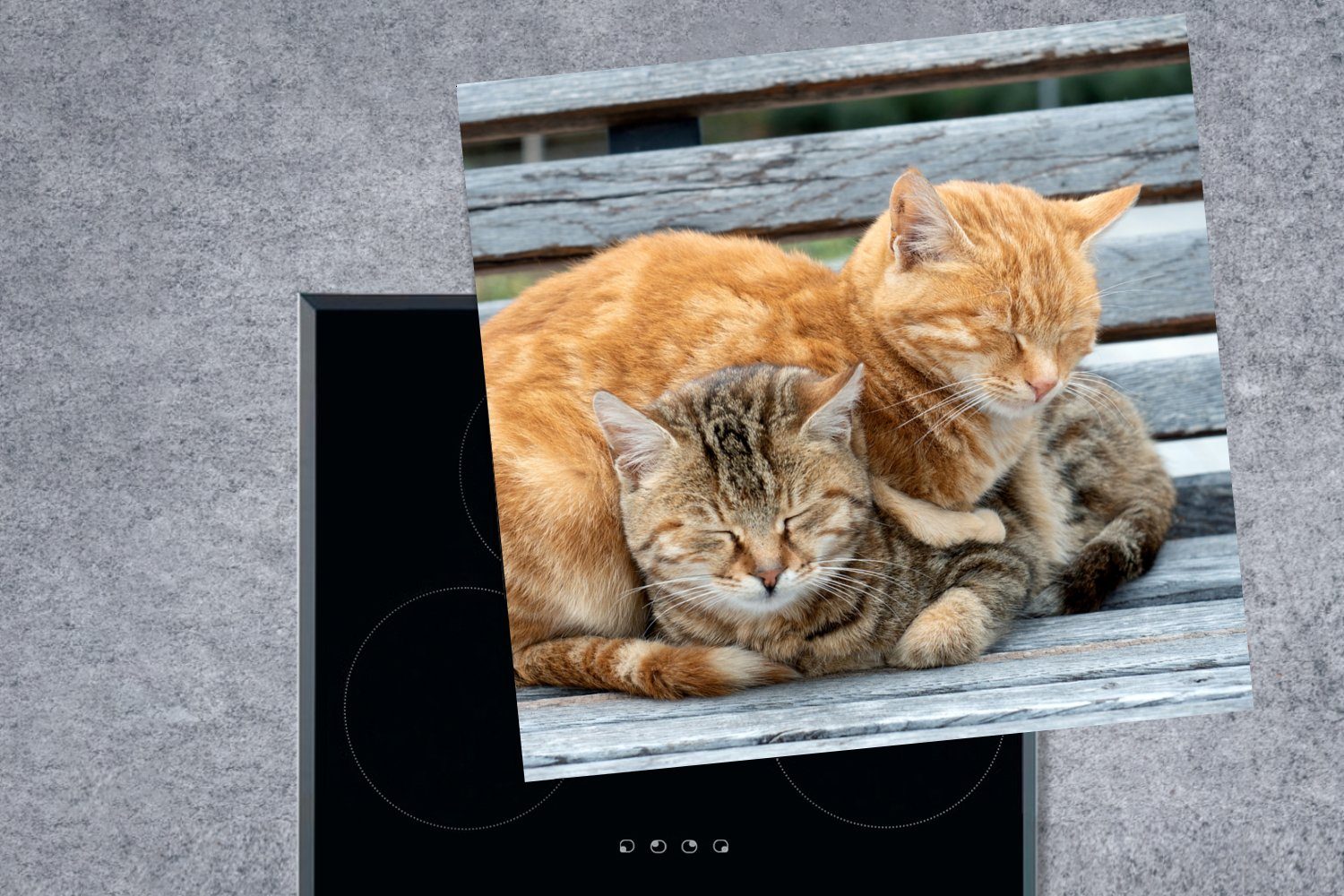 - Schlaf MuchoWow (1 für Sofa, - tlg), Vinyl, Ceranfeldabdeckung, cm, 78x78 Arbeitsplatte küche Katze Herdblende-/Abdeckplatte