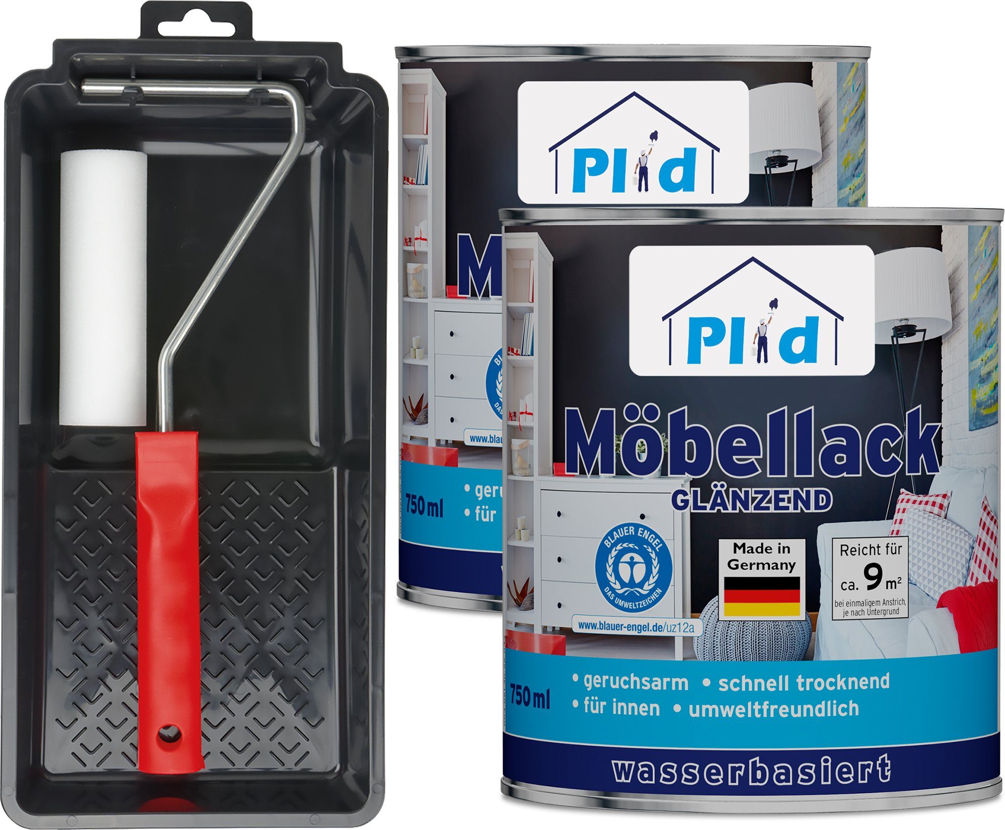 plid Weißlack Premium Möbellack Weisslack Türenlack Holzlack Lackierset, Schnelltrocknend, verarbeitungsfertig