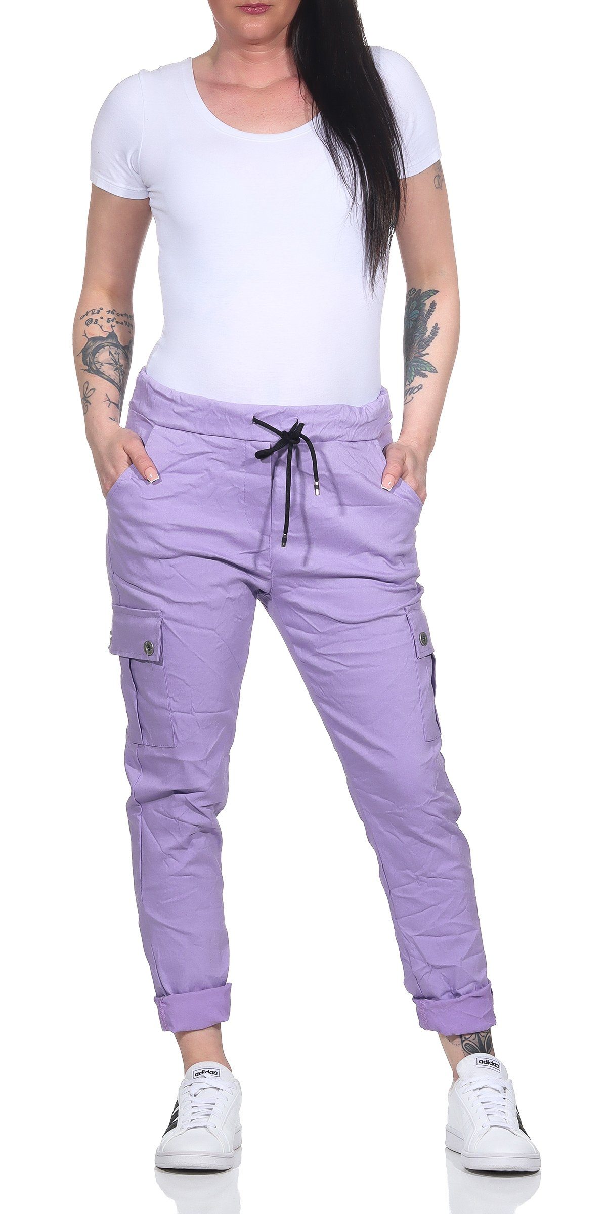 CLEO STYLE Cargohose Jogginghose 95 Flieder günstig online kaufen