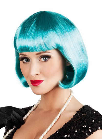 Boland Kostüm-Perücke Pagenschnitt blaugrün, Accessoire für glamouröse Outfits