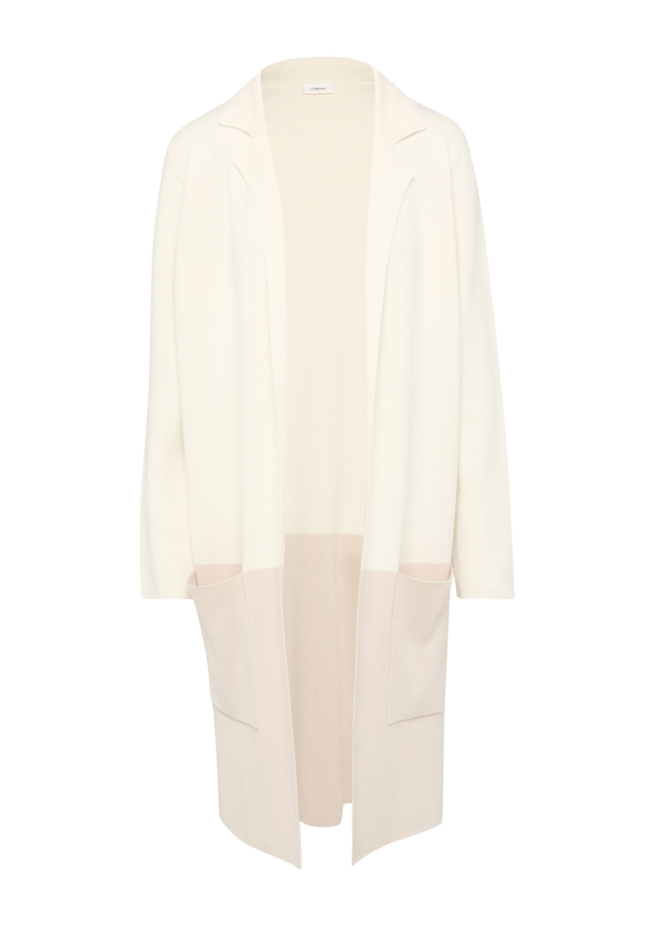 s.Oliver Cardigan Strickjacke Feinstrick-Cardigan mit Reverskragen und Colour-Blocking