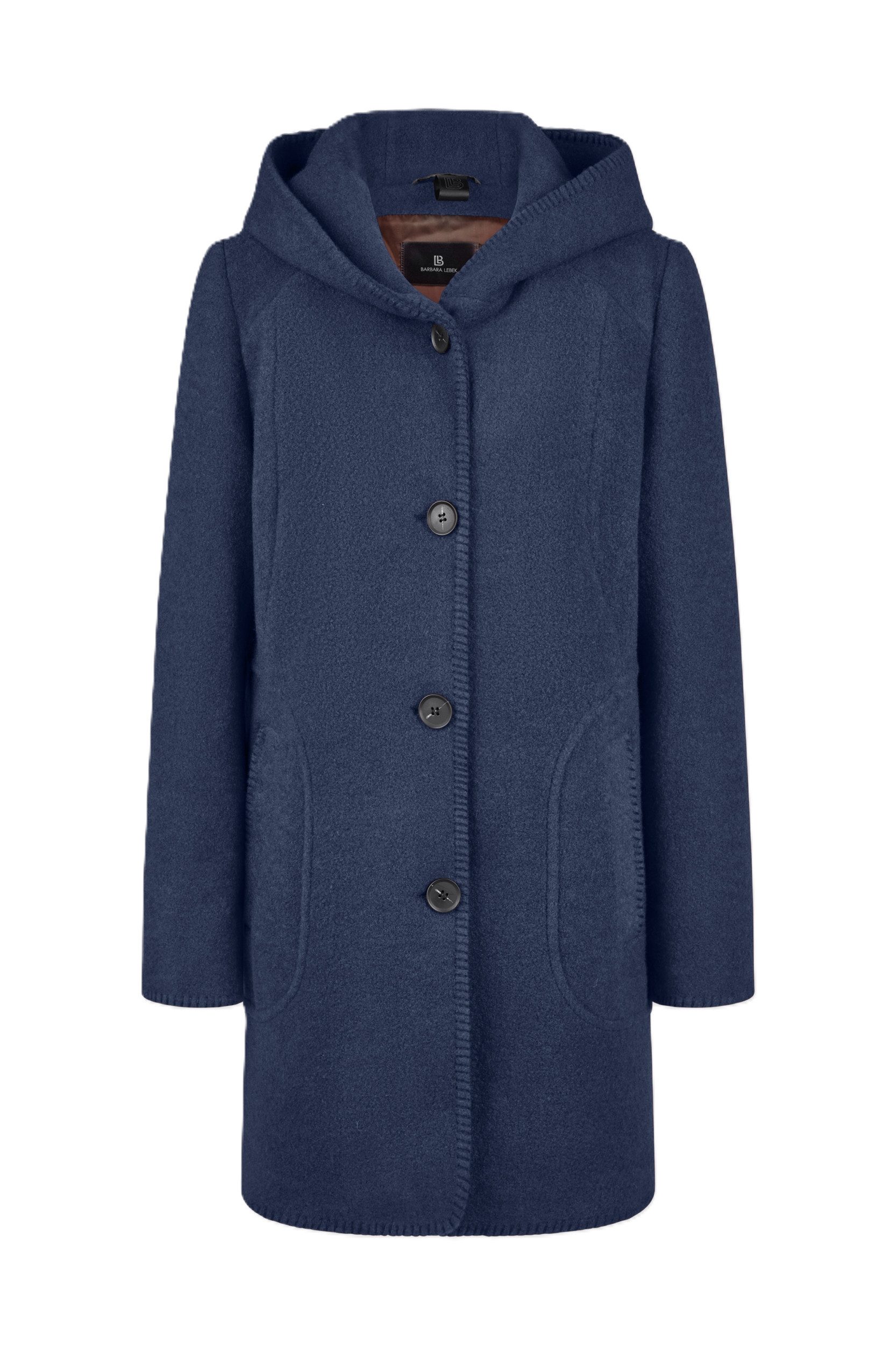 Barbara Lebek Wollmantel Jacke mit Kapuze - Lange Kapuzenjacke - Damen Mantel