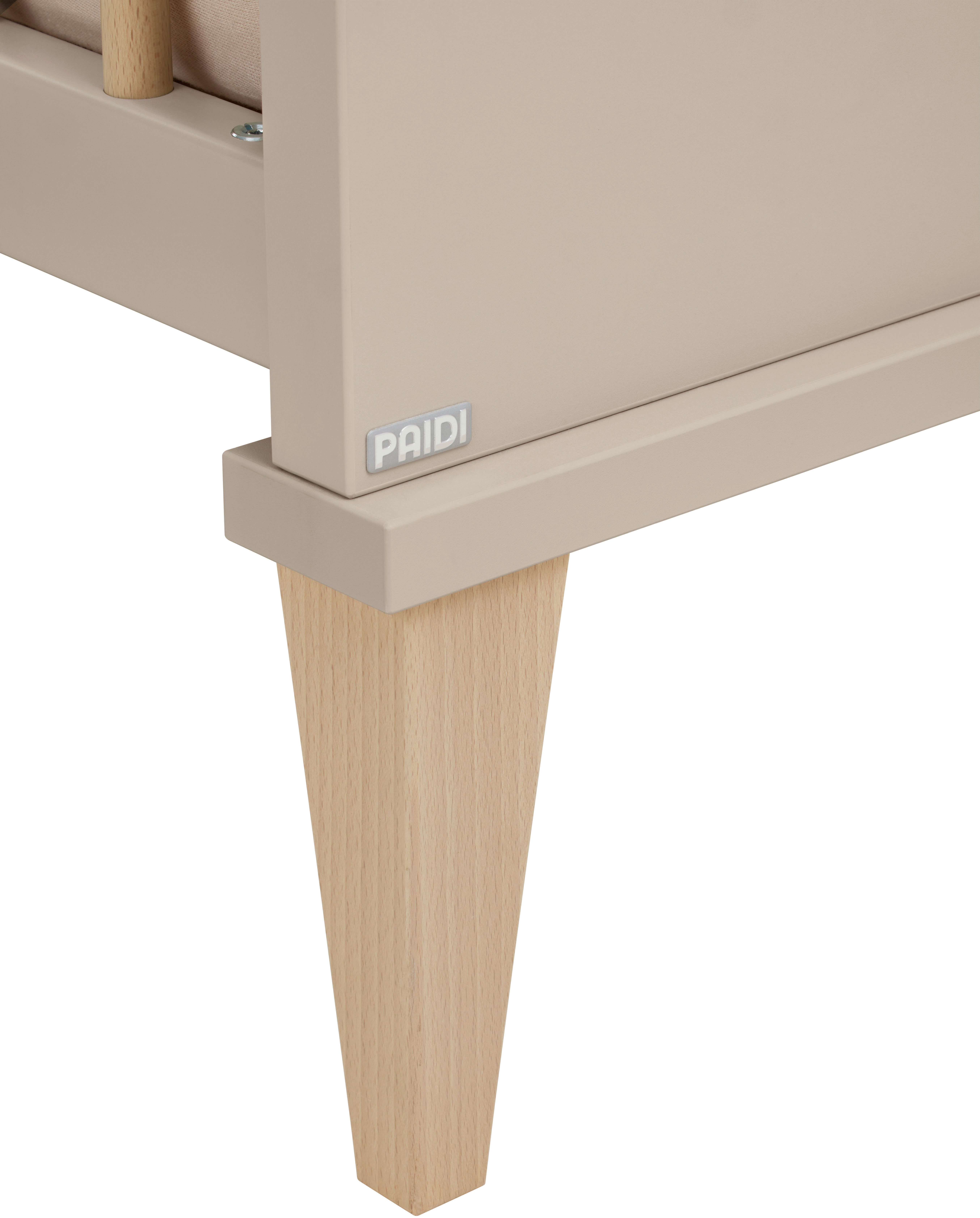 PAIDI Babybett JONTE 70x140cm in Beige, umbaubares Kinderbett mit Massivholz, Gitterbett 4-fach höhenverstellbar, entnehmbare Sprossen, Juniorbett – Bild 5 von 5