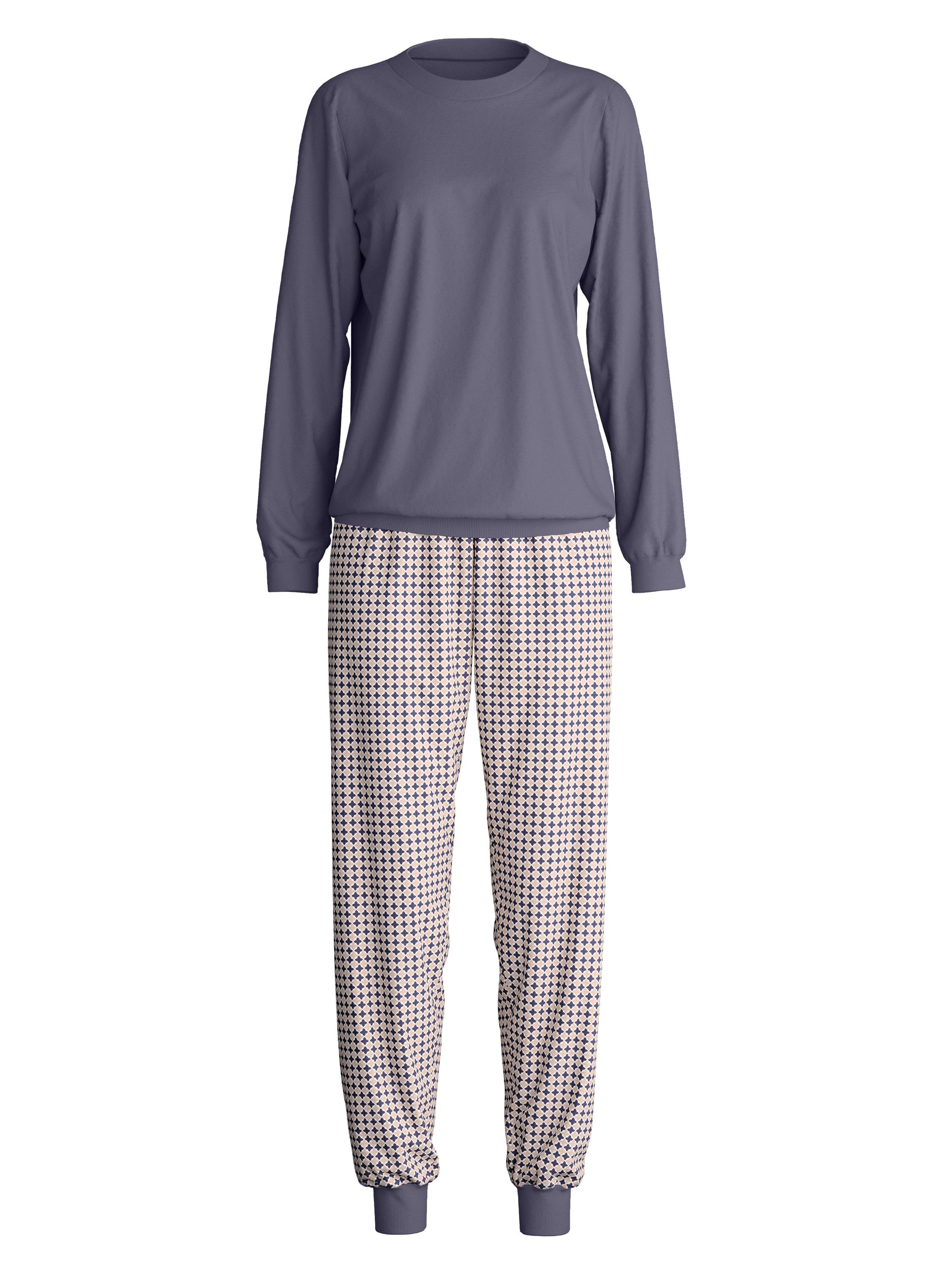 CALIDA Pyjama Flower Nights Damen (2 tlg) softe Bündchen, seidig weich, atmungsaktiv, elastisch