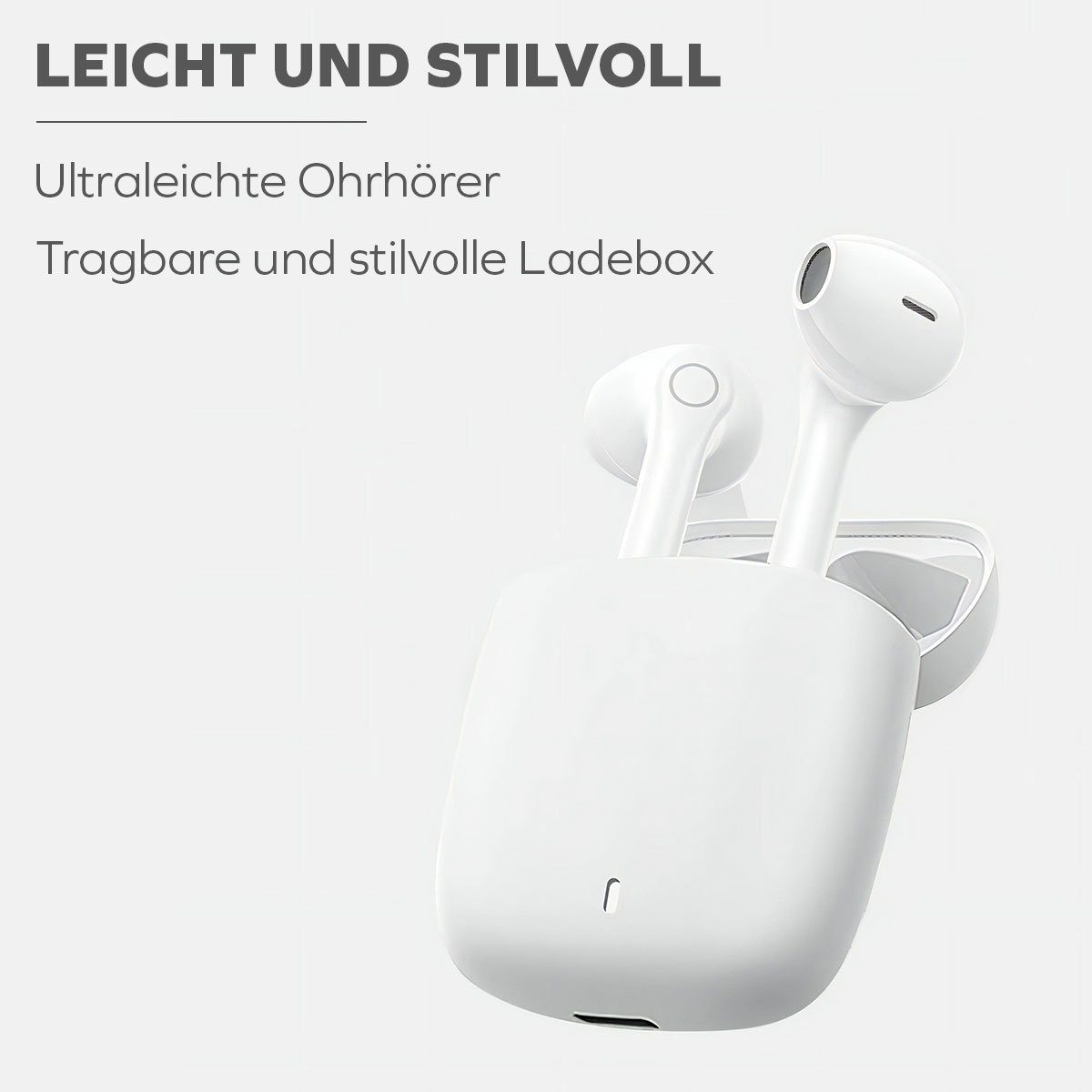 Ear (True Curvy Ultraleicht Ohrhörer, USB-C) In-Ear-Kopfhörer Sound Bluetooth Woyax in HD mit Kopfhörer Herausragender mit Wireless, Aufladen Mikrofon,