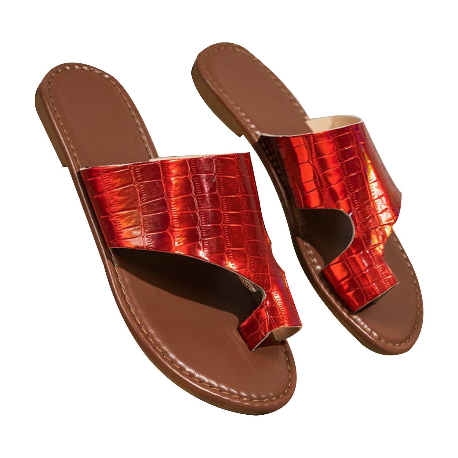 MAGICSHE Lacklederabsatz atmungsaktive Sandale mit Rot Zehenschutz