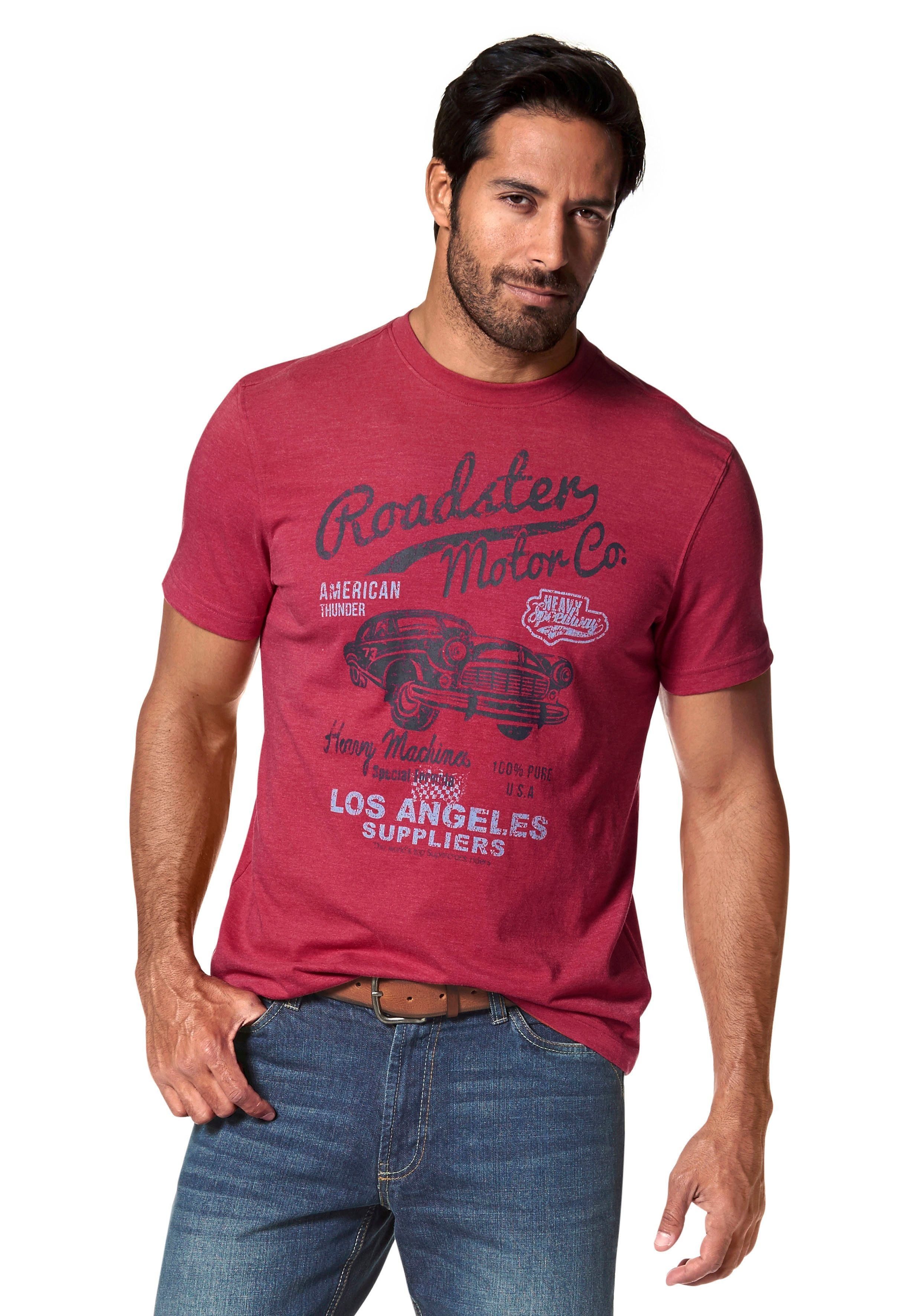 Arizona T-Shirt mit Print in Vintage Optik rot-meliert | T-Shirts