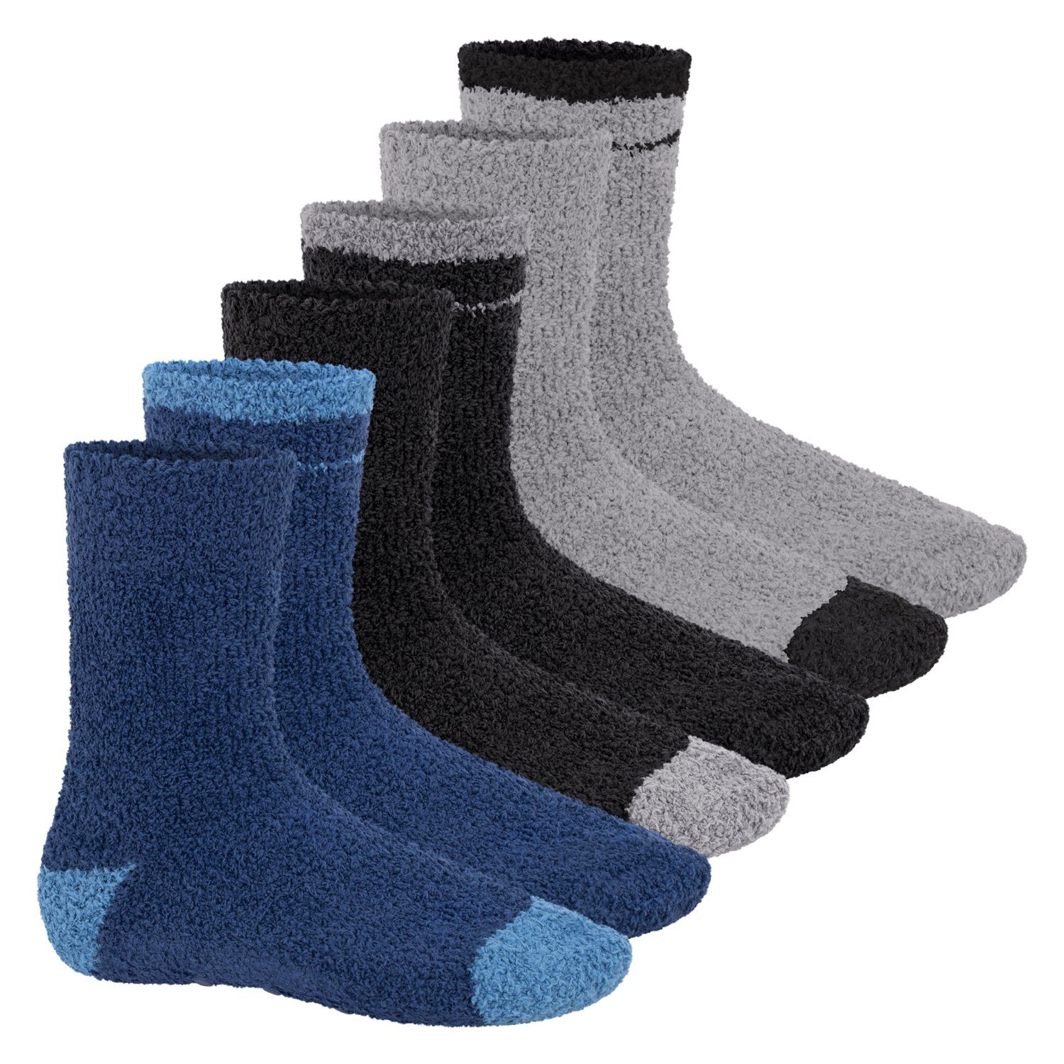 Footstar Kuschelsocken Plüschsocken für Damen & Herren Socken (6 Paar) Dark Mix