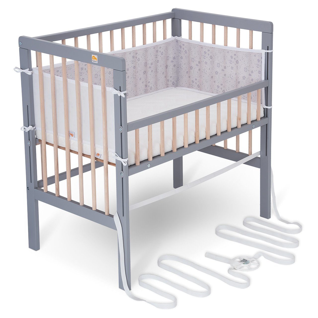 FabiMax Beistellbett Boxspring Fix Grau / günstig online kaufen