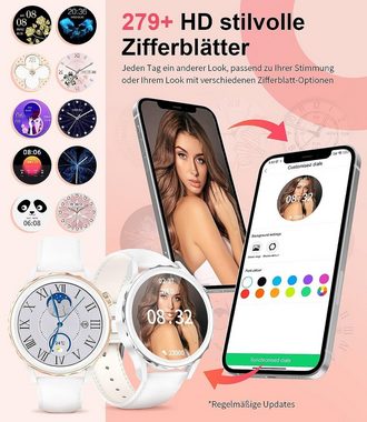FEELNEVER Smartwatch (1,32 Zoll, Android iOS), Damen Telefonfunktion SpO2 IP67 Wasserdicht Schrittzähler Fitnessuhr