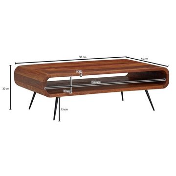 KADIMA DESIGN Couchtisch Massivholz Tisch – modern & elegant – mit Staufach – Sheeshamholz