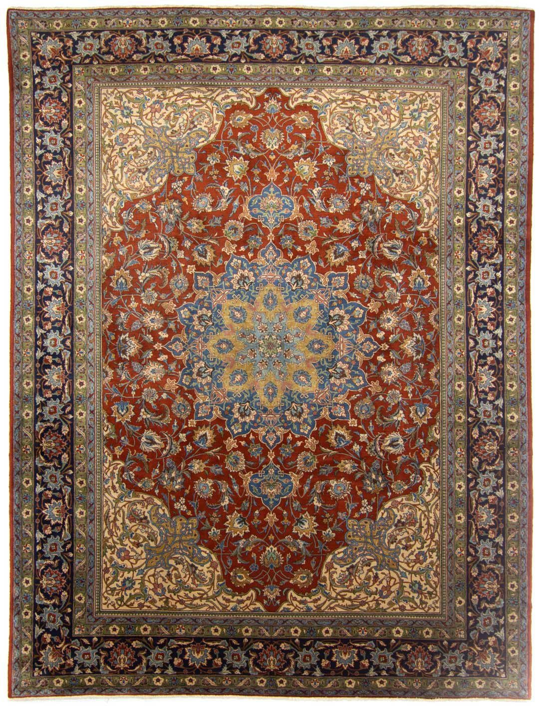 Wollteppich Sarough Medaillon Ruggine 346 x 247 cm, morgenland, rechteckig, Höhe: 10 mm, Unikat mit Zertifikat