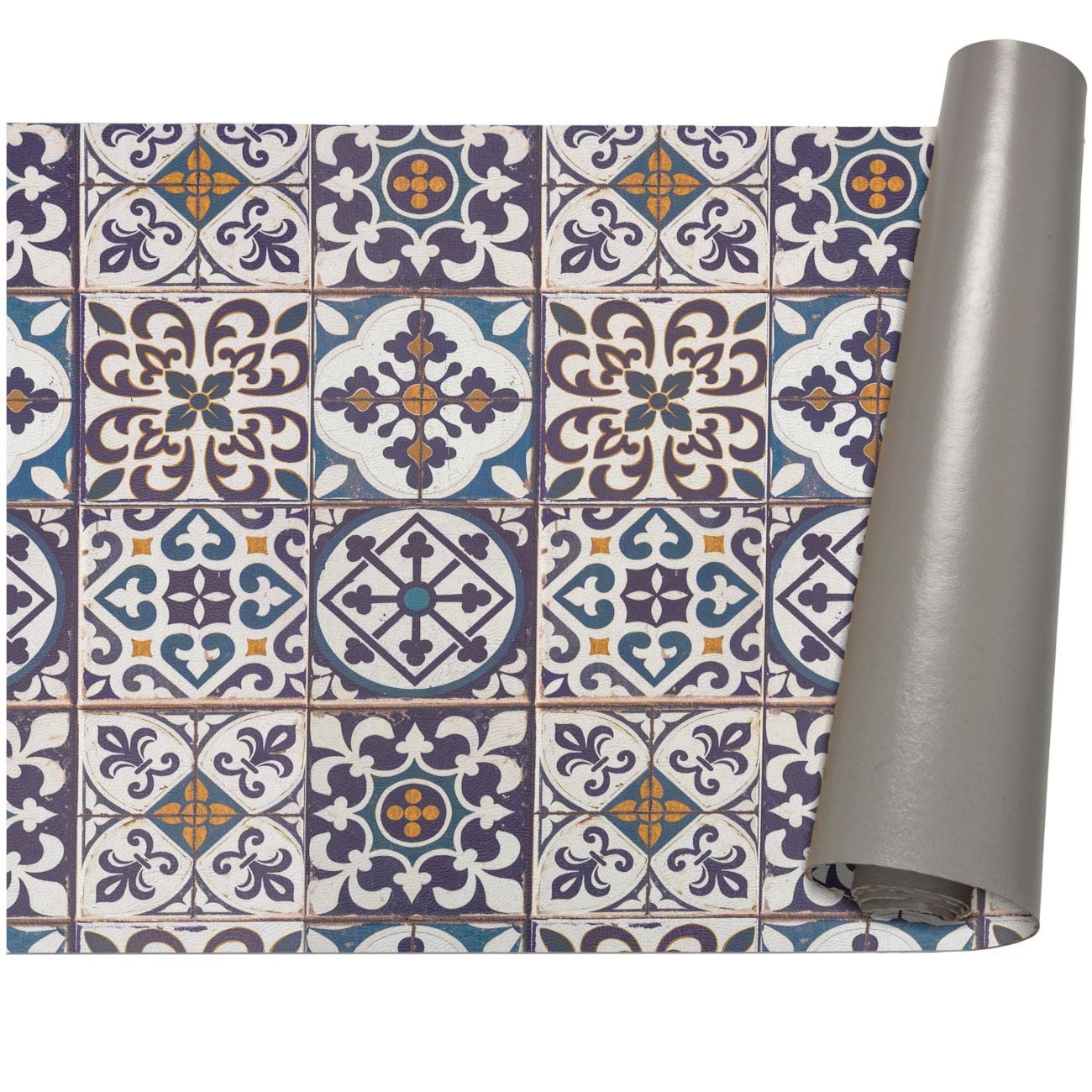 ANRO Küchenläufer abwaschbar Arabesk LADY Läufer Küchenteppich Stoff-Teppich, Rechteckig, Höhe: 3 mm, robust schmutzabweisend 67x100cm Boho Blau robust