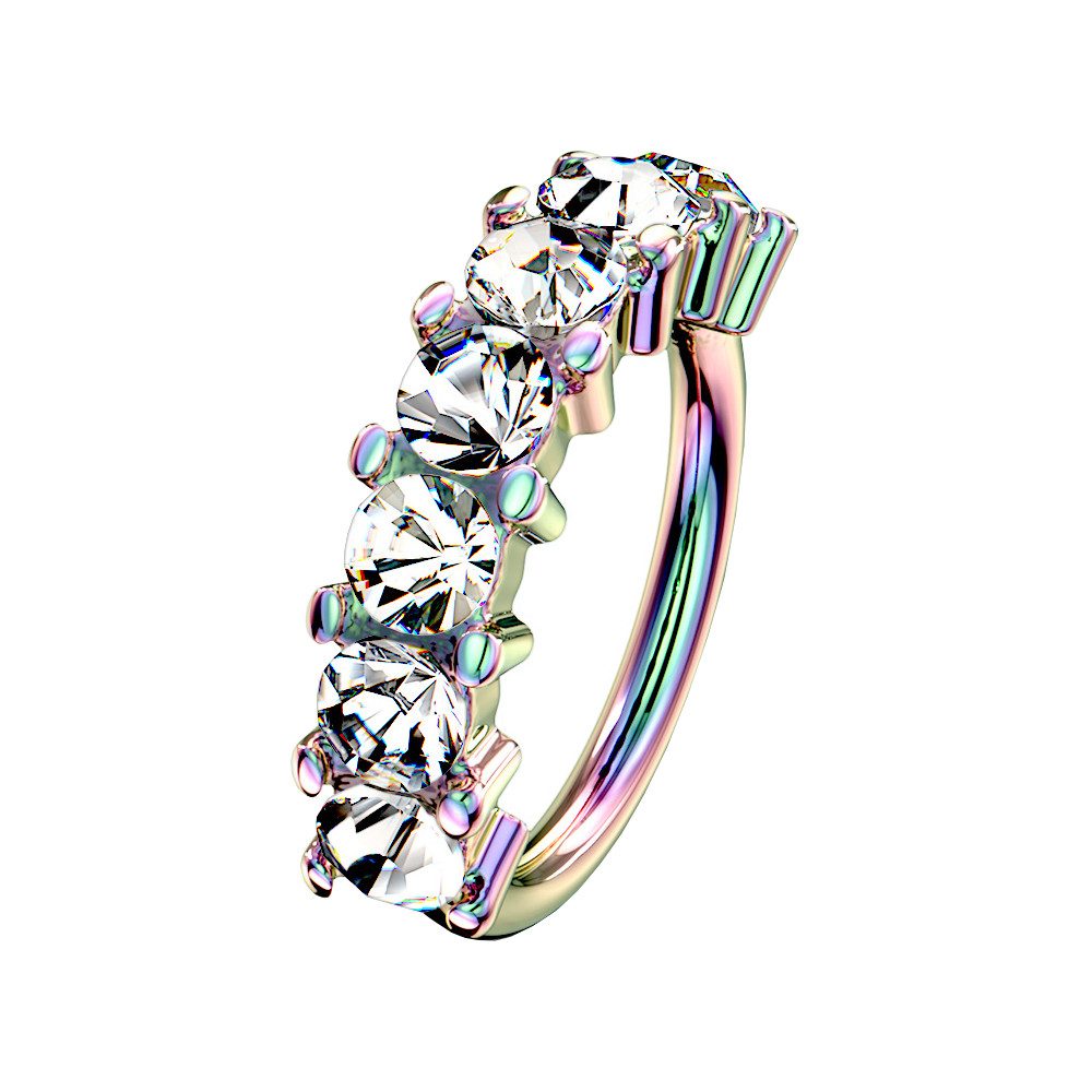 Taffstyle Nasenpiercing Tragus Helix Septum Ring mit Kristallen Rainbow Clear 0,8mm x 8mm (Tragus Helix Orbital Brust Intim Piercing Ring Lippenbädchen Lippenpiercing), Piercing Continuous Ohr Nasen Nasenpiercing Nase Ohrpiercing Cartilage