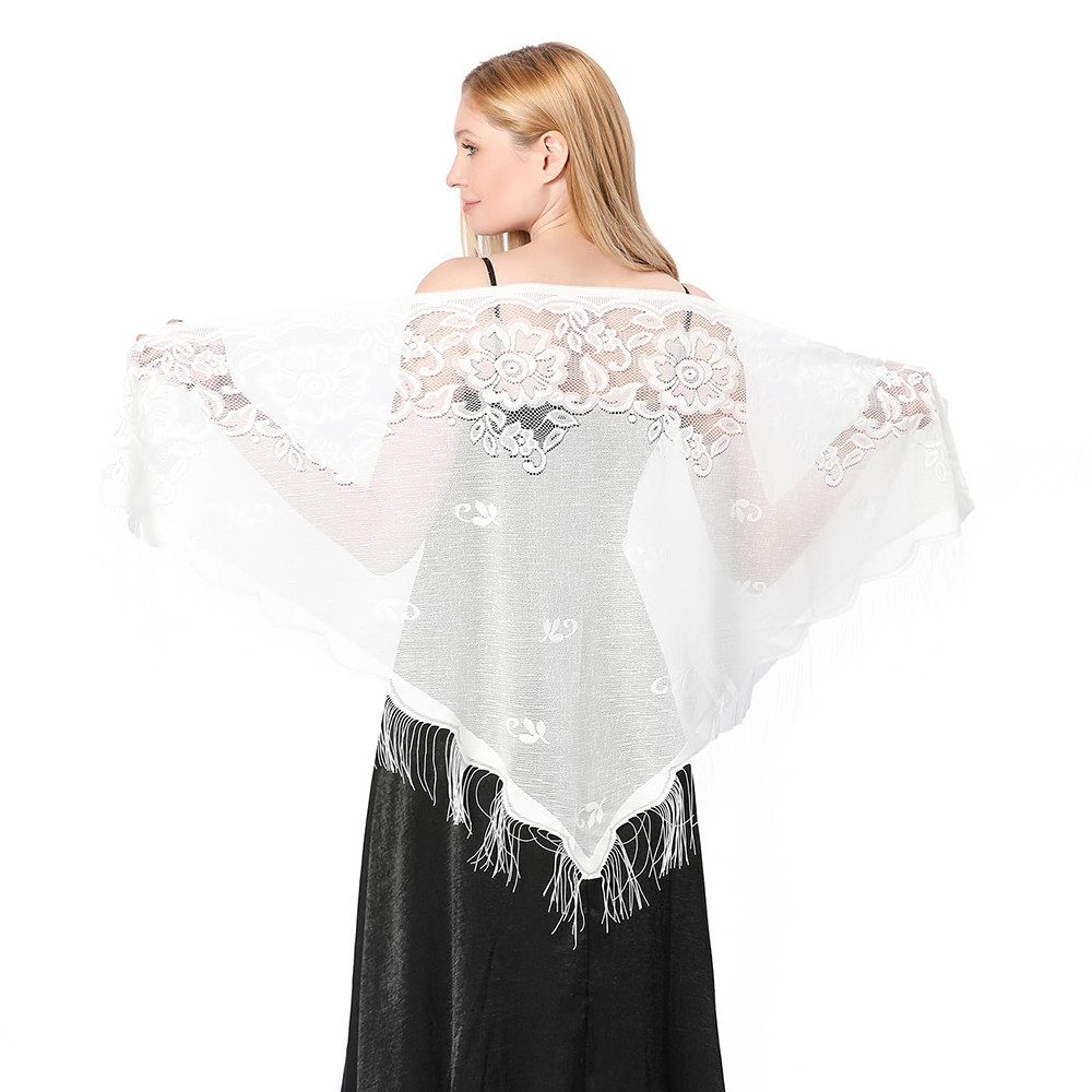 Zaewry Modeschal Stola für Abendkleid,Damen Spitzen-Stola,Dünner Schal Damen, Durchbrochene Sommer Schal Damen,für Hochzeiten, Abendpartys