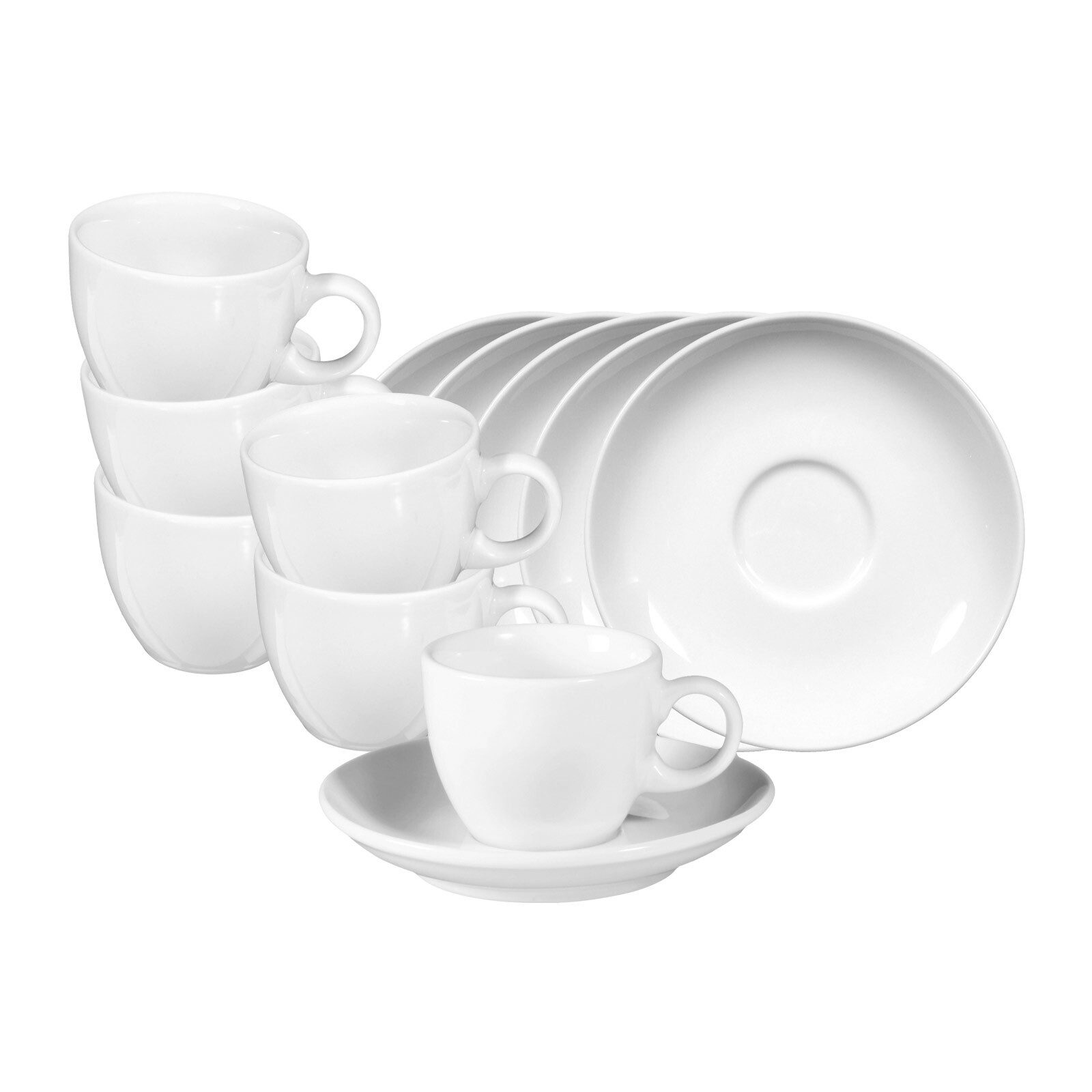 Seltmann Weiden Espressotasse VIP. Espressotassen mit Untertassen 90 ml 6er Set, 12-tlg., Porzellan