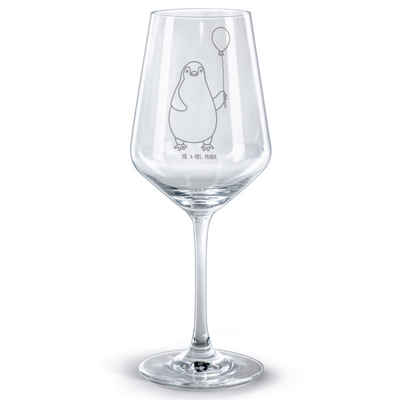 Mr. & Mrs. Panda Rotweinglas Pinguin Luftballon - Transparent - Geschenk, Rotwein Glas, Kind, Gesc, Premium Glas, Stilvolle Gravur