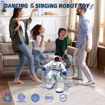 Jioson Lernroboter Lernroboter Ferngesteuert Roboter Spielzeug für Kinder (mit Gestensteuerung/Walk Lernen Spielzeug Geschenk), Programmierbar, Gestenerkennung, singt und tanzt
