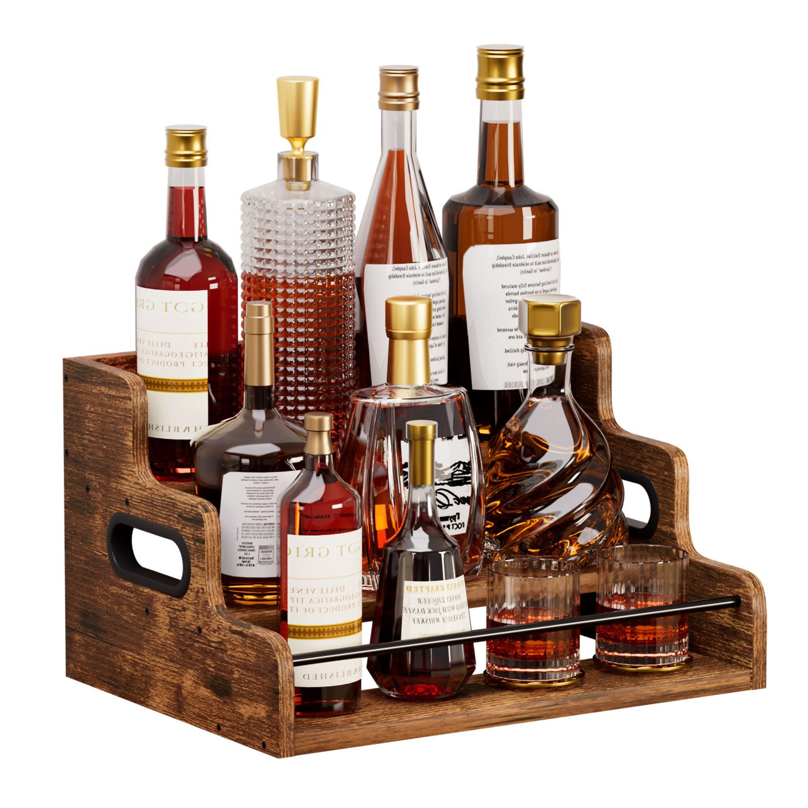 Yorbay Weinregal für Arbeitsplatte,Weinständer aus Holz,Dreistöckiger Bar-Regal, Weinflaschenhalter für Küche, Wohnzimmer und Home-Bar