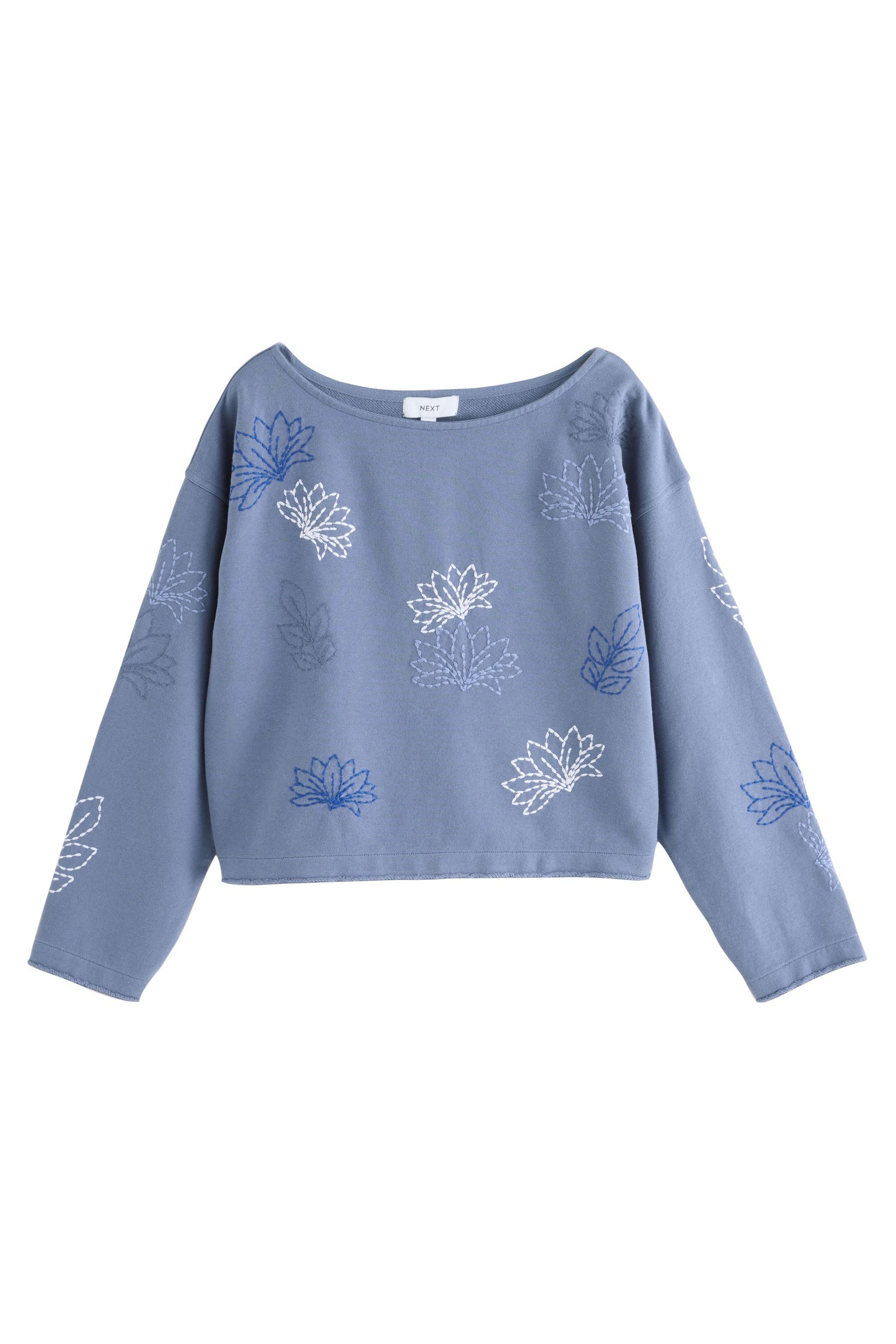 Next Sweater Lockeres Sweatshirt mit Blumen-Stickerei (1-tlg)