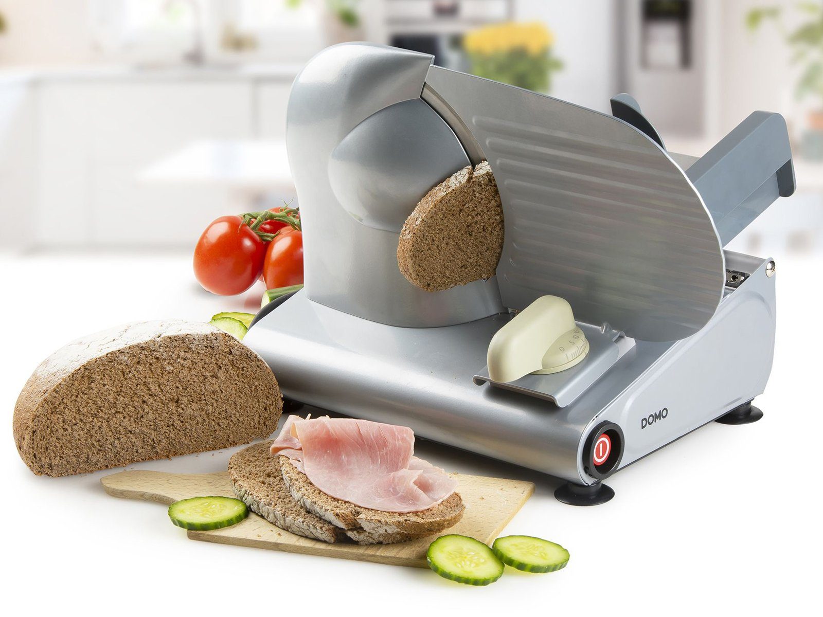 Domo Allesschneider, 150 W, Metall für Brot & Wurst-Schneider Aufschnitt-Maschine Küche