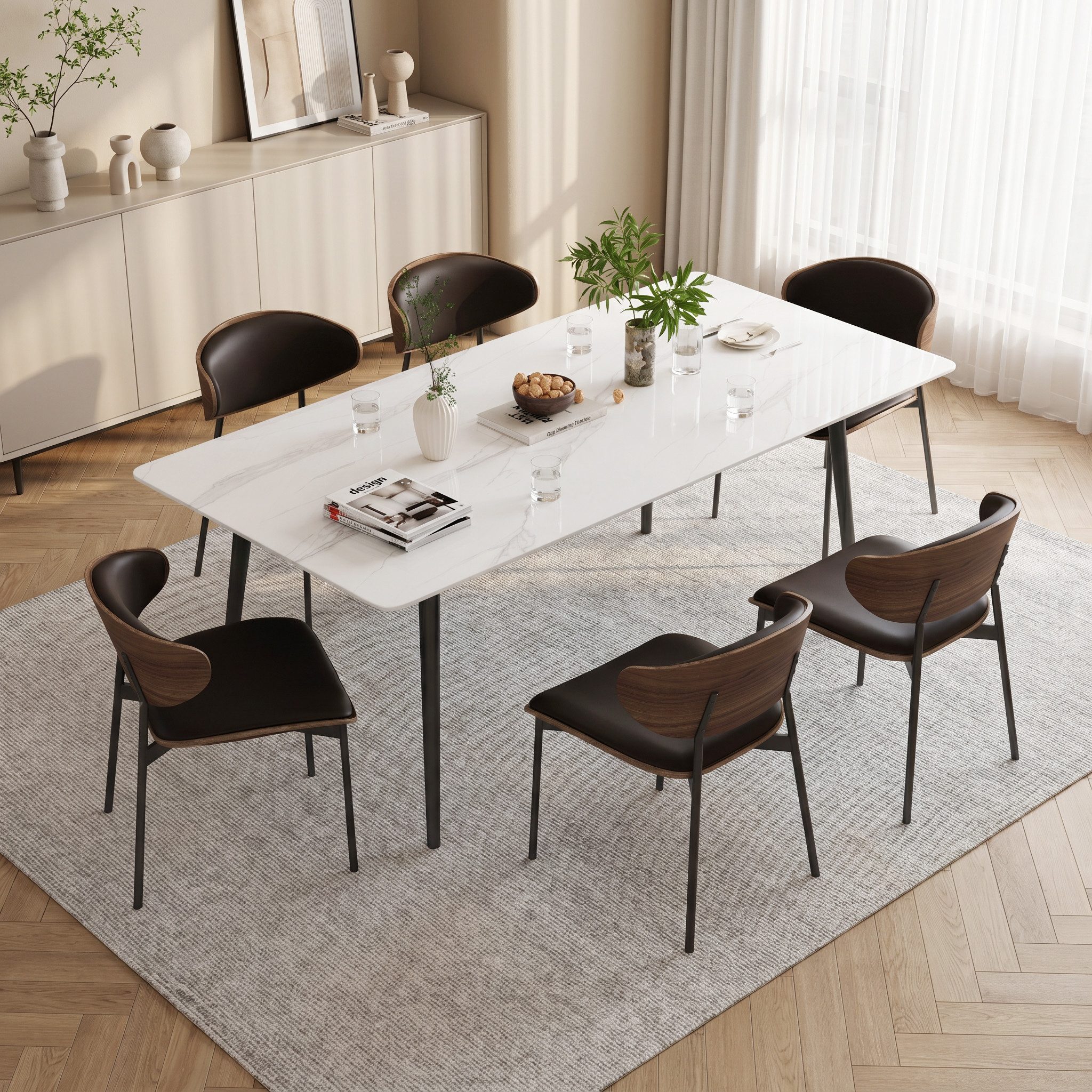 oleyluckidea Esstisch 160cm, Moderner Esszimmer küchentisch, Esszimmertisch Weiß (ein Esstisch), Breite 120/160 cm