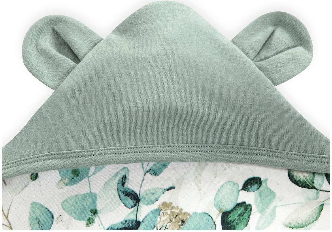 Babydecke Baby Einschlagdecke, Snuggle N Dream leaves Mint/grün, Hauck, Baby Einschlagdecke mit Kapuze