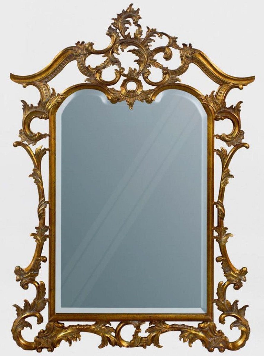 Casa Padrino Barockspiegel Luxus Barock Mahagoni Spiegel Antik Gold 100 x 4 x H. 159 cm - Prunkvoller handgeschnitzter Wandspiegel im Barockstil - Antik Stil Garderoben Spiegel - Wohnzimmer Spiegel - Barock Möbel