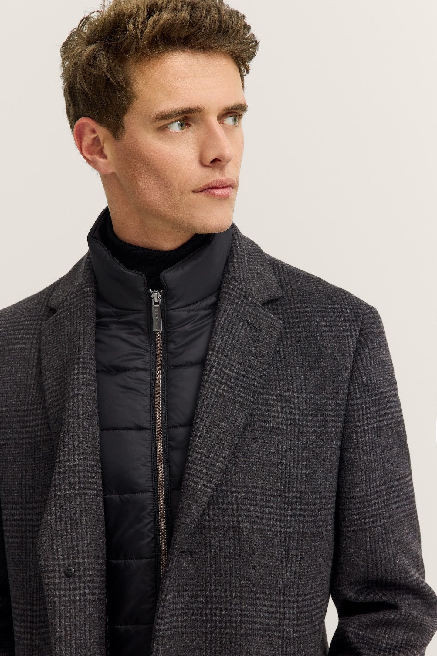 bugatti Kurzmantel Flexcity Stretch mit Glencheck-Karo und Westen-Einsatz
