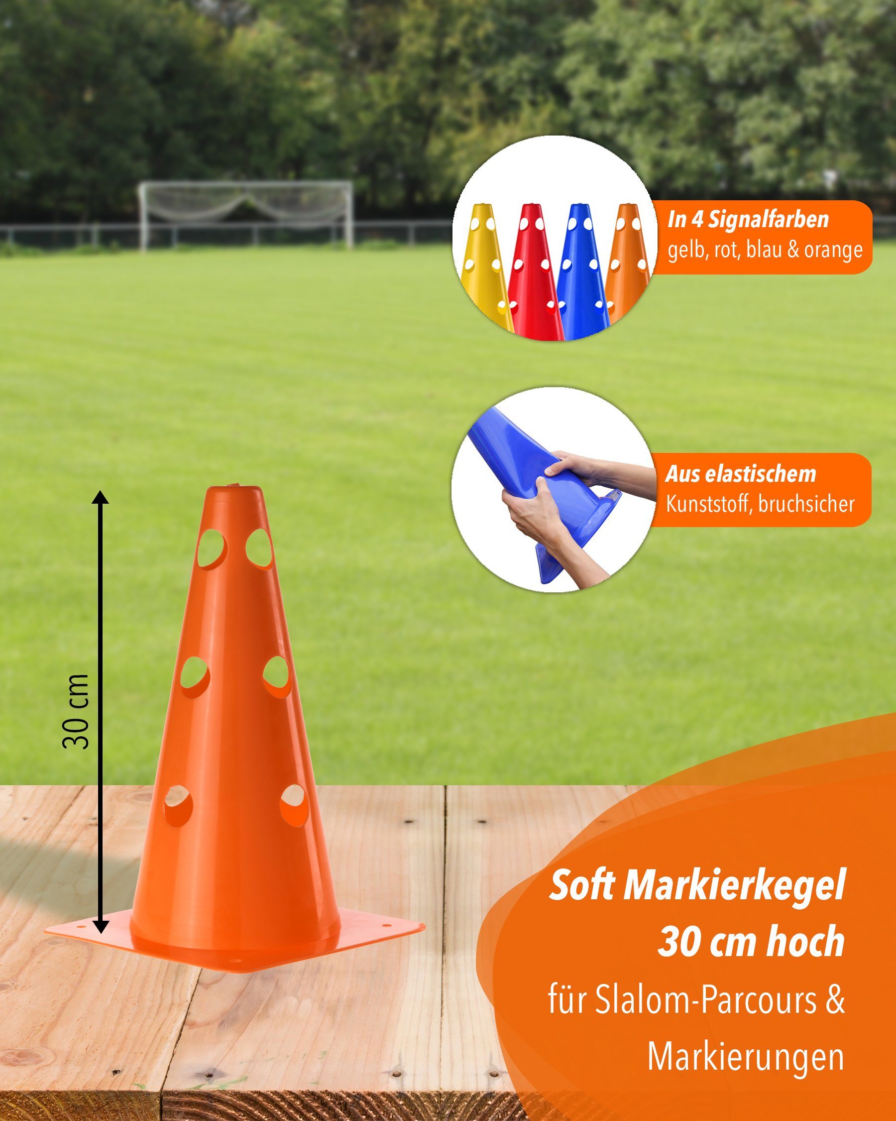 Superhund Markierungshütchen Loch-Markierkegel 30 cm Farbe Orange