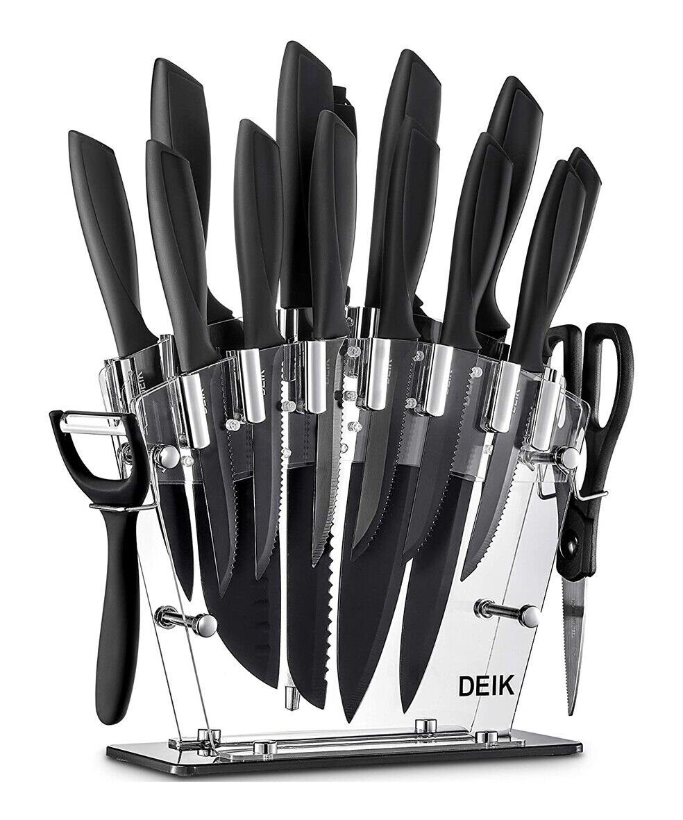 DEIK Ножи-Set (Messerblock inklusive Schere & Schäler, 15-tlg., hochwertiges Küchenmesser Set), korrosionsbeständig, ergonomisch, robust, langlebig, Edelstahl