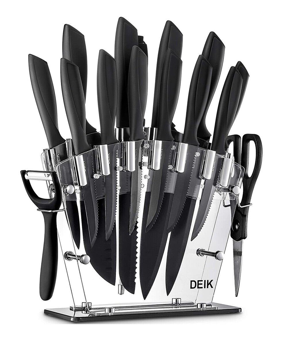 DEIK Messer-Set (Messerblock inklusive Schere & Schäler, 15-tlg., hochwertiges Küchenmesser Set), korrosionsbeständig, ergonomisch, robust, langlebig, Edelstahl