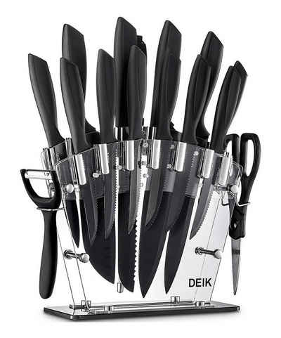 DEIK Messer-Set (Messerblock inklusive Schere & Schäler, 15-tlg., hochwertiges Küchenmesser Set), korrosionsbeständig, ergonomisch, robust, langlebig, Edelstahl