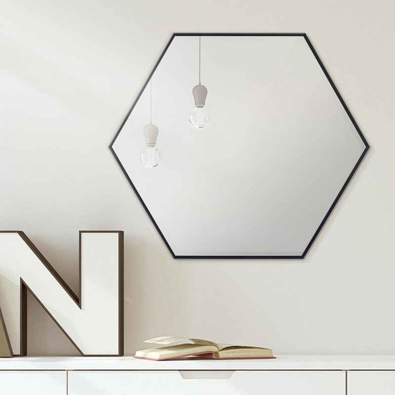 PHOTOLINI Spiegel »Spiegel Sechseckig mit Metallrahmen 52x60 cm«
