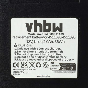 vhbw kompatibel mit Einhell GE-CT 18/30, GE-CT 18 Li Solo Akku Li-Ion 2000 mAh (18 V)