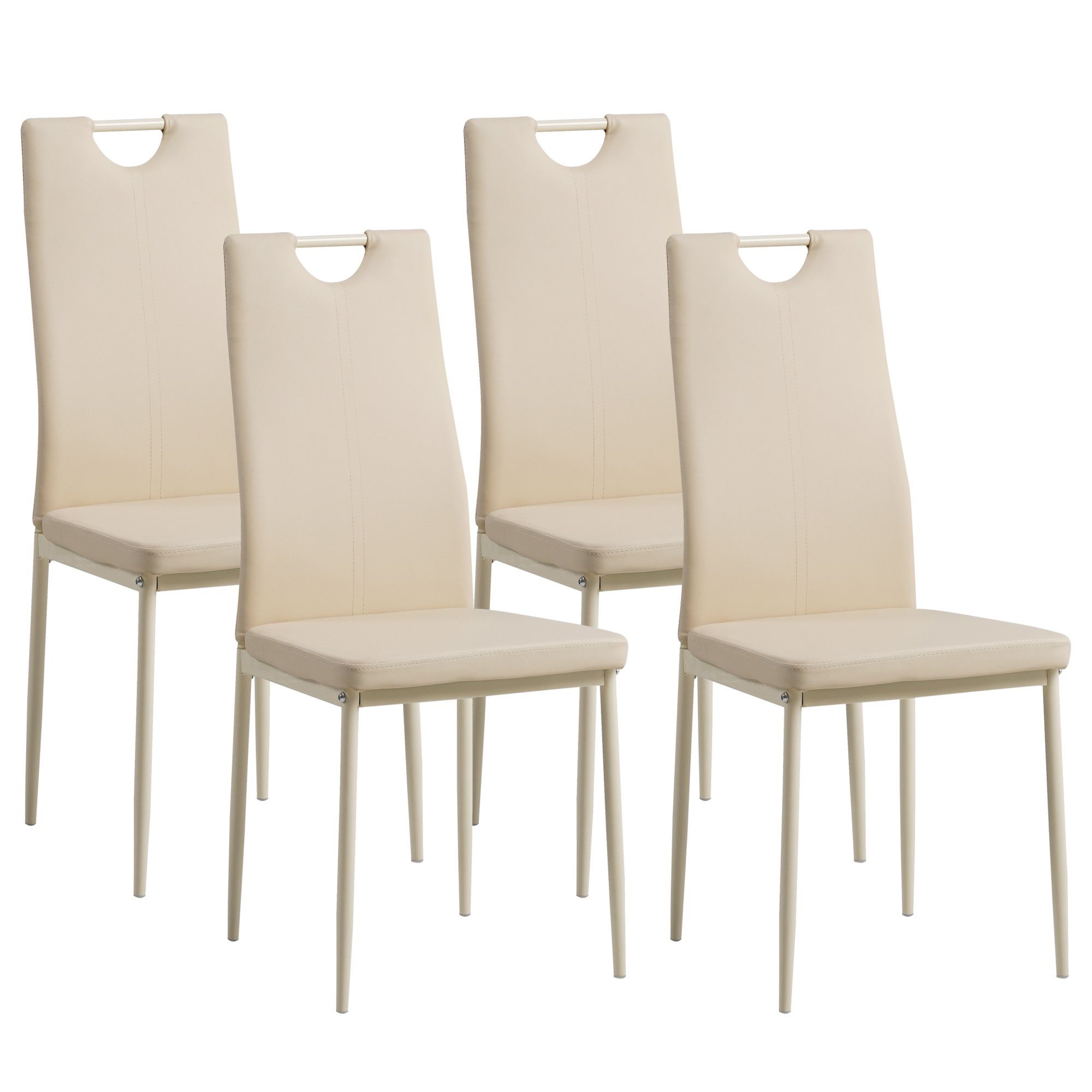Esszimmerstuhl Esszimmerstühle SALERNO 4er Set beige kunstleder Edles Design
