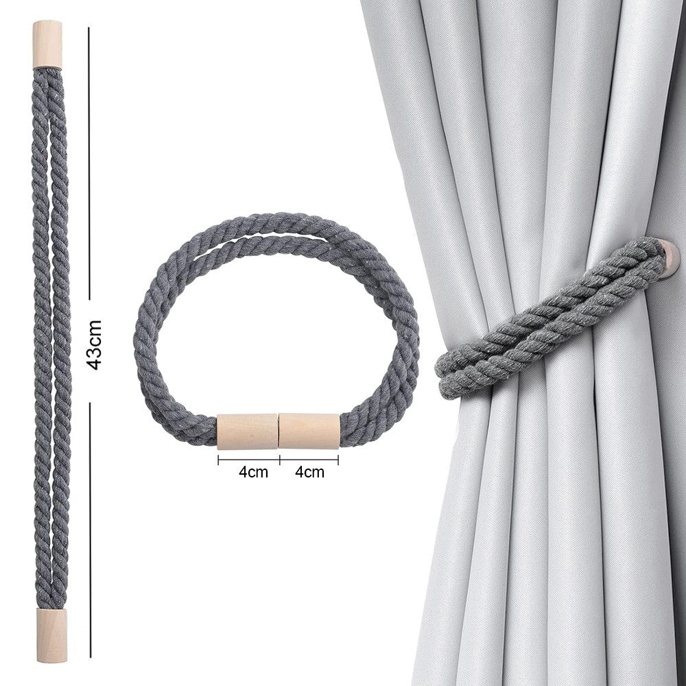 TUWENA Raffhalter 2 Stück Magnetische Vorhang Raffhalter aus Holz,Gardinen Raffhalter, Vorhanghalter für Zuhause und Büro, Fenstervorhänge