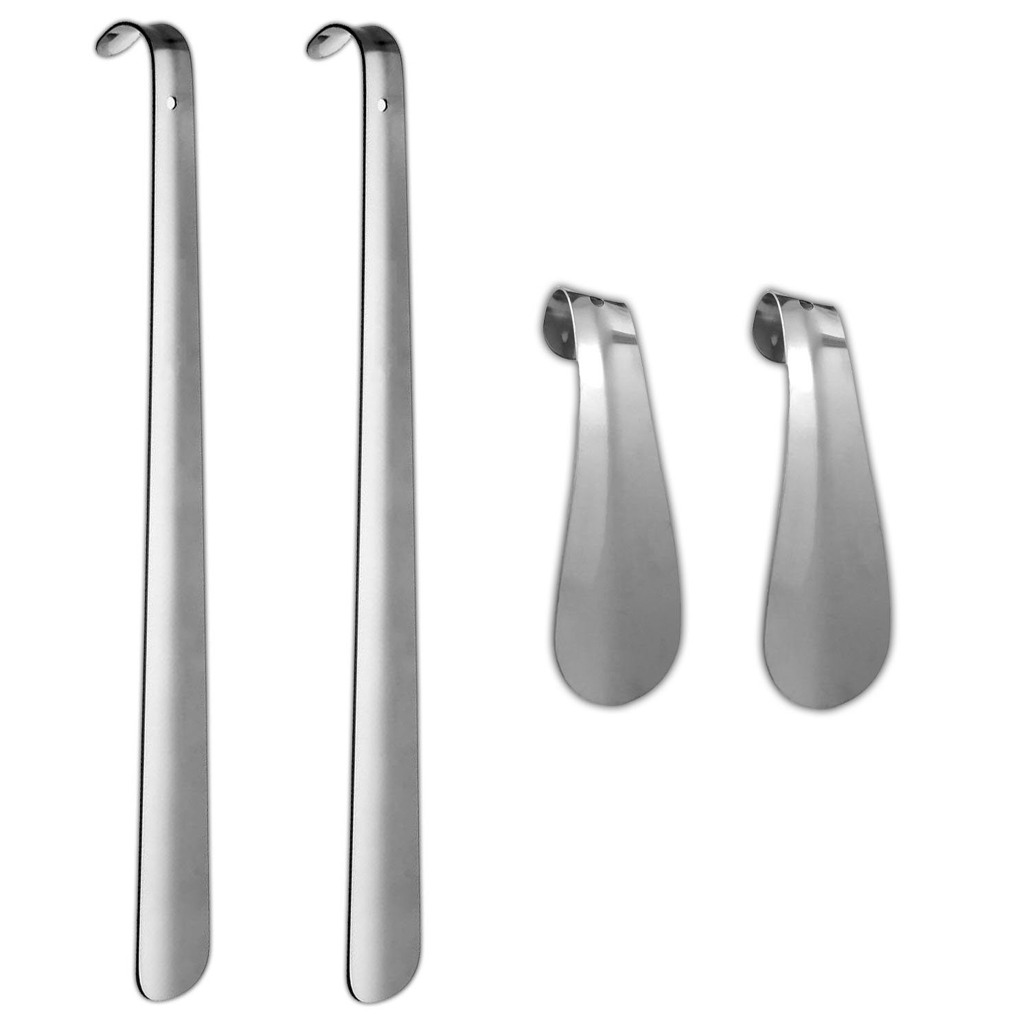 HAC24 Schuhlöffel Edelstahl Schuhanzieher Set Schuhanziehhilfe Metall (Set, 4-tlg), 2x 51,5 cm, 2x 15 cm