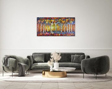 KUNSTLOFT Gemälde Jahreszeitenwandel 120x60 cm, Leinwandbild 100% HANDGEMALT Wandbild Wohnzimmer