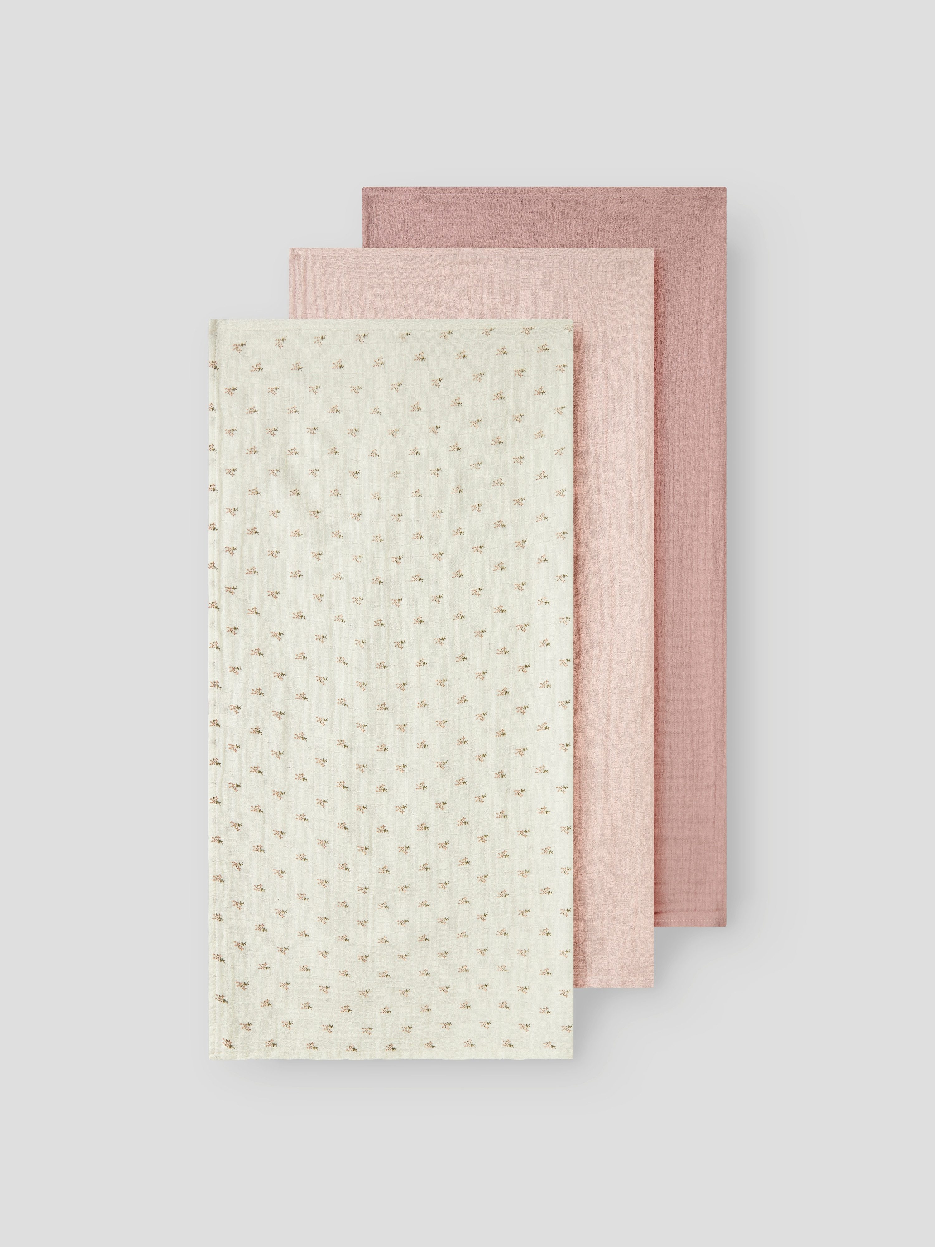 Lil' Atelier Multifunktionstuch NBNISLEYS 3PACK NAPPIES LIL NOOS, (Packung, 3-St), aus Baumwolle, bequeme Passform, mit Blumenmuster und Uni-Look