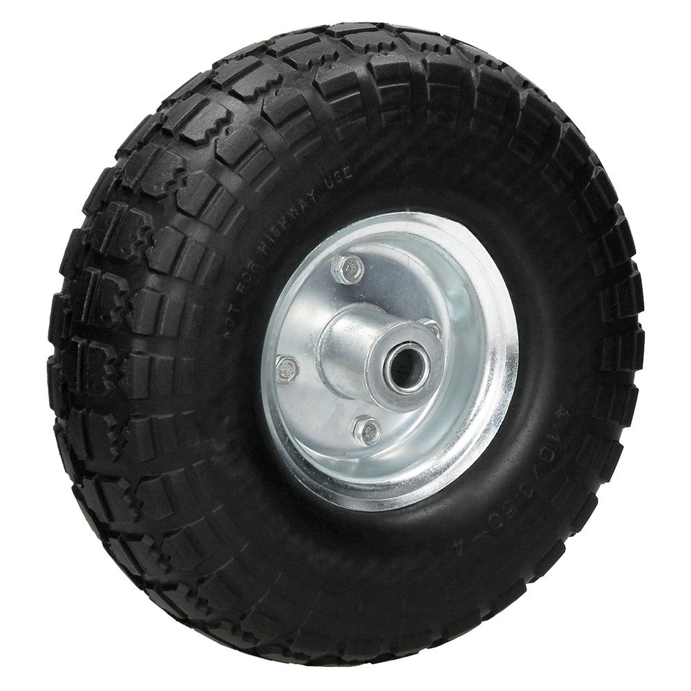 ECD Germany Schubkarren-Rad Rad aus pannensicherem PU Vollgummi Ersatzrad Reifen (1 St), Reifen mit Kugellager und Stahlfelge Sackkarrenrad Blockprofil