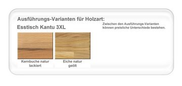 expendio Essgruppe Kantu 3XL, (komplette Tischgruppe, Spar-Set, 5-tlg), Ausziehtisch Eiche natur massiv 160(280)x90 + Stühle Alani 1 anthrazit