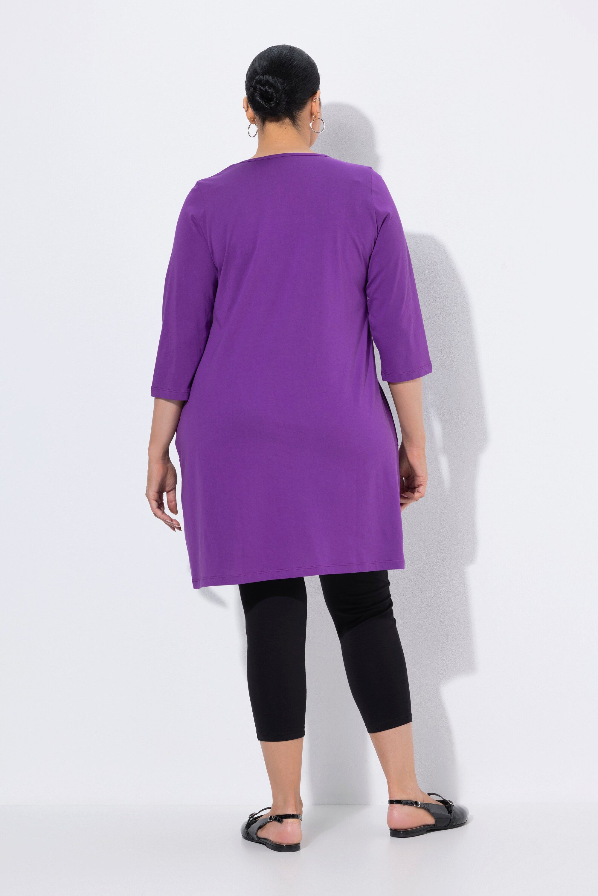 Ulla Popken Longshirt Longshirt A-Linie Carré-Ausschnitt 3/4-Arm