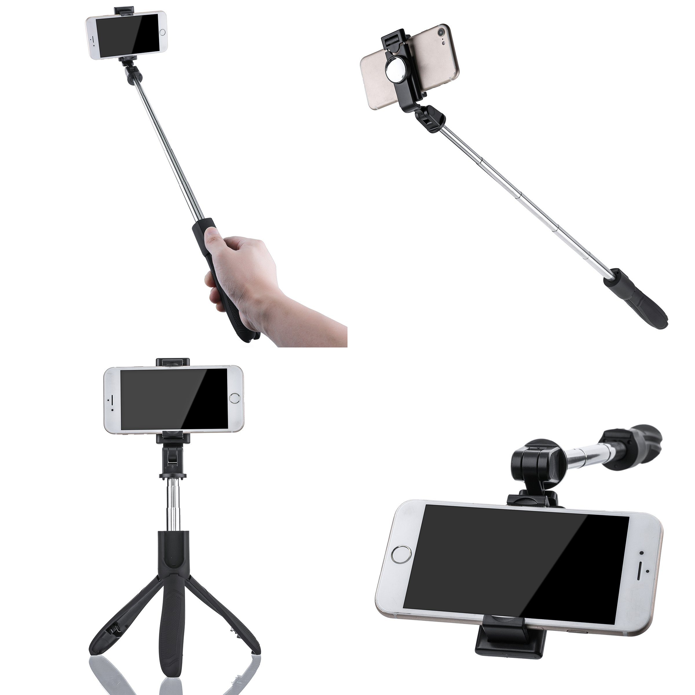 Selfiestick (Bluetooth mit Stick 20-70cm Insma Rückspiegel Fernbedienung) Stativ EGS-003 Selfie