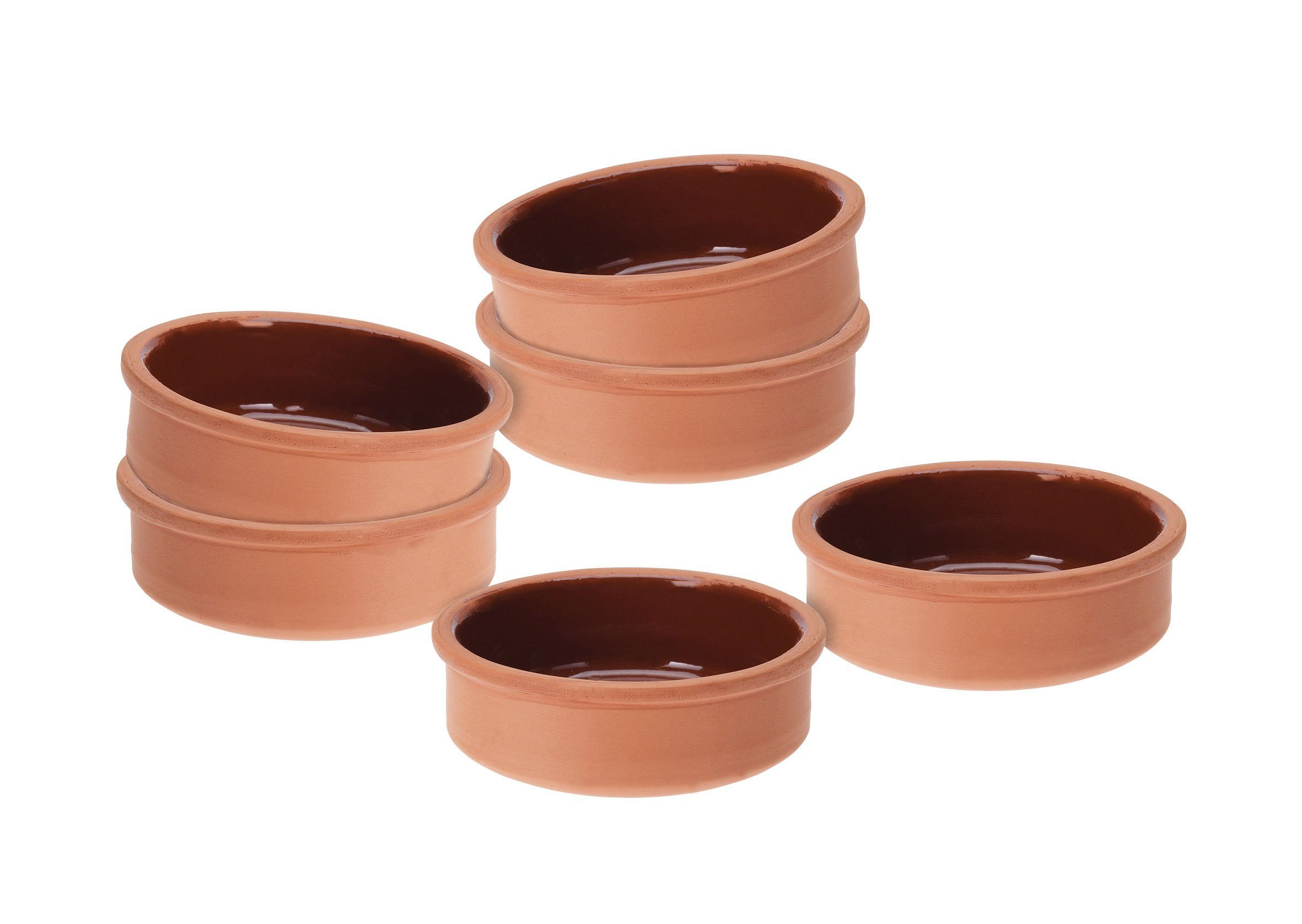 Spetebo Portionsförmchen Tapas Schalen aus Ton 250 ml - 6er Set, Ton, (6-St), Feuerfeste Auflaufform innen glasiert