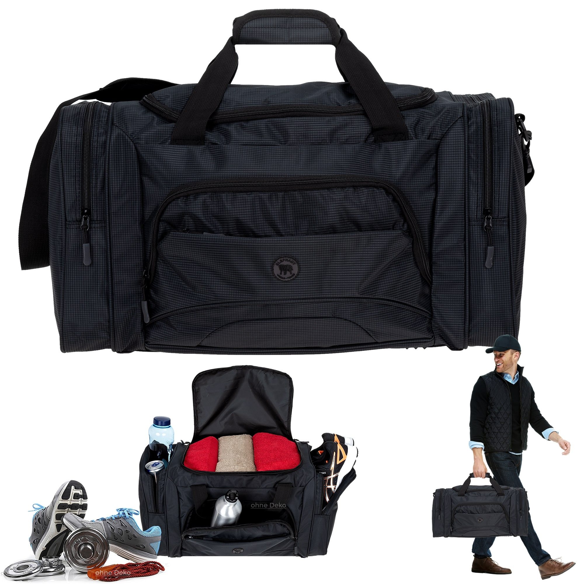 ELEPHANT Sporttasche Reisetasche Freizeittasche Damen Herren groß 55 cm Large, Color Sport Tasche Reise Sauna Fitness Gym + Flasche