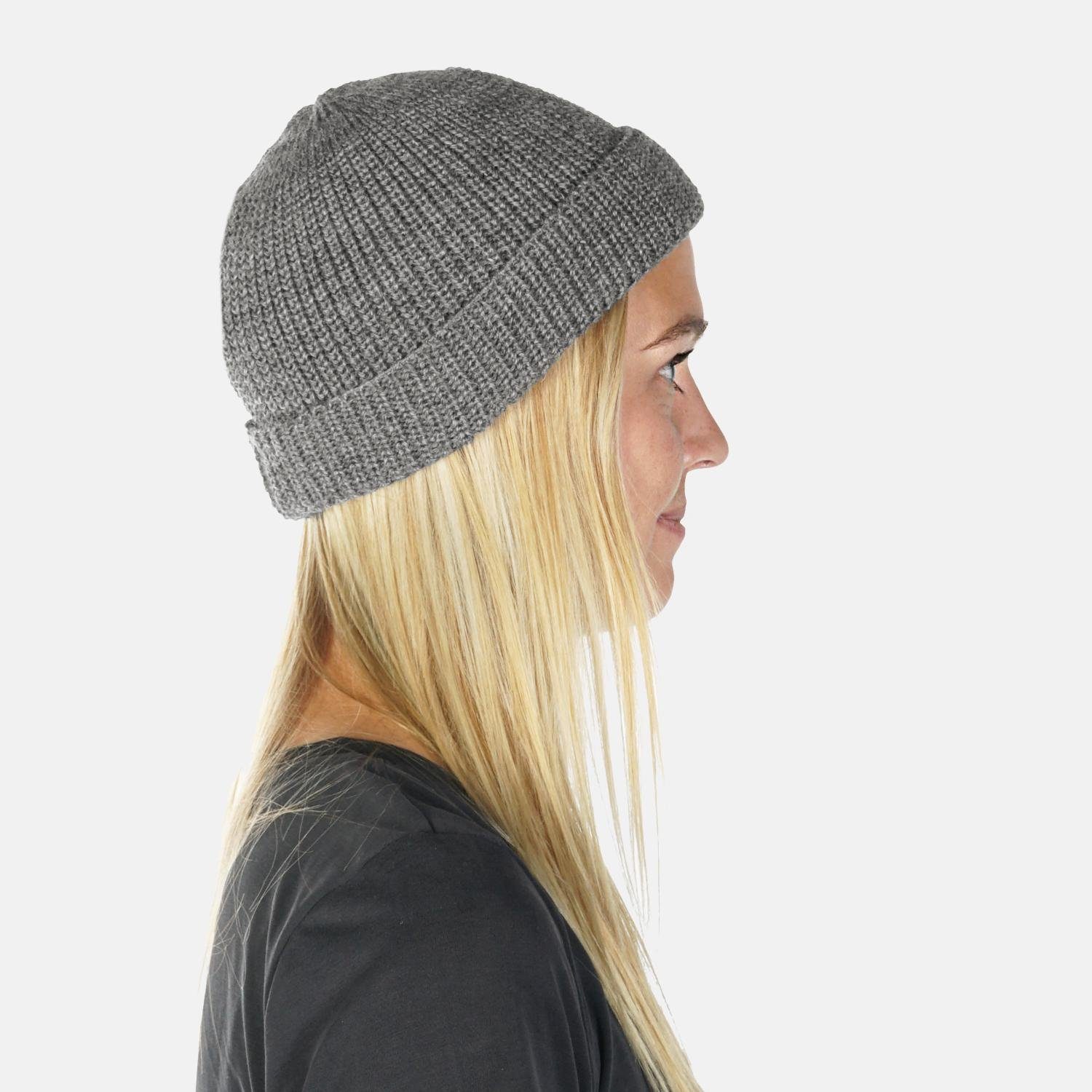 HANSEHELD Strickmütze Seebär Dockermütze Seemannsmütze kurz flach GOTS - Made in Germany