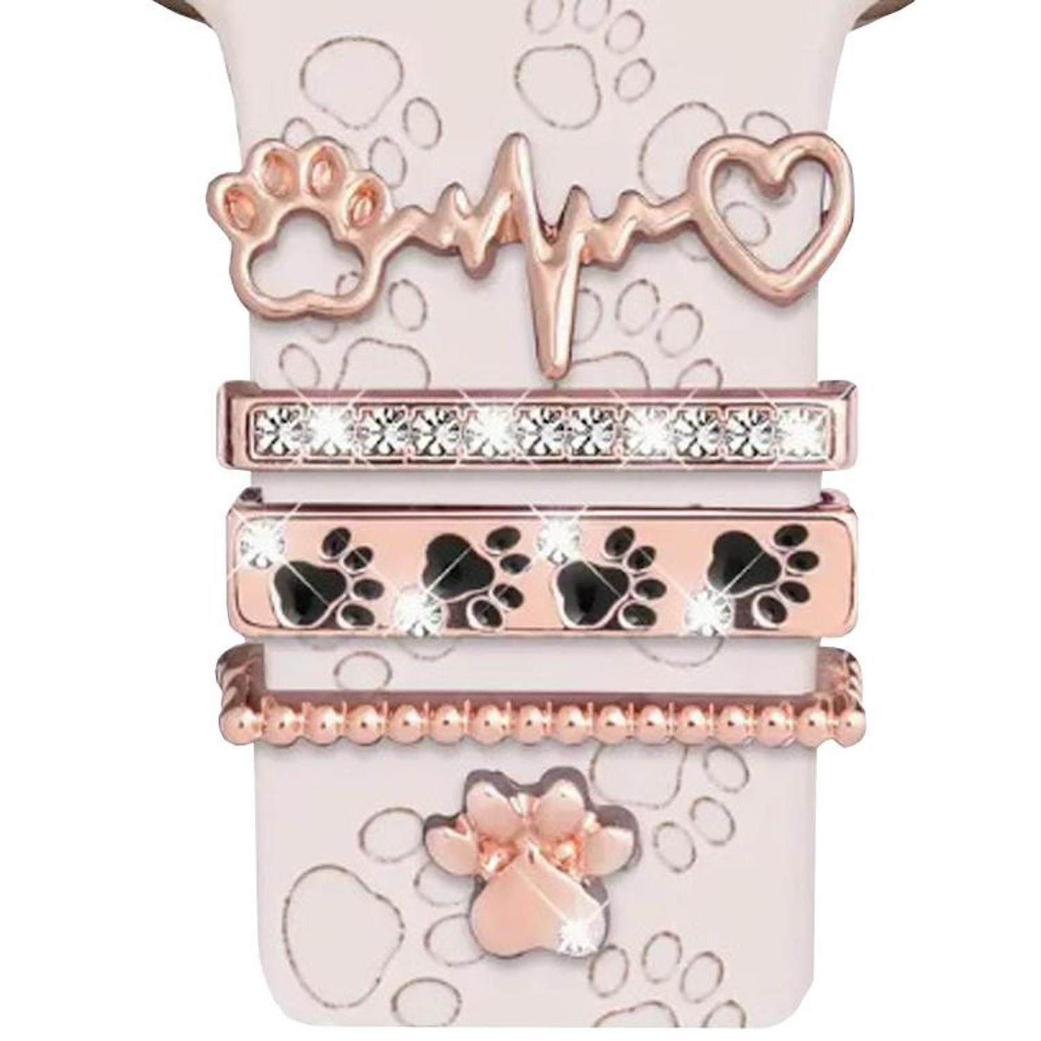 Wigento Smartwatch-Armband Smartwatch Deko-Ring Hundepfote Roségold günstig online kaufen